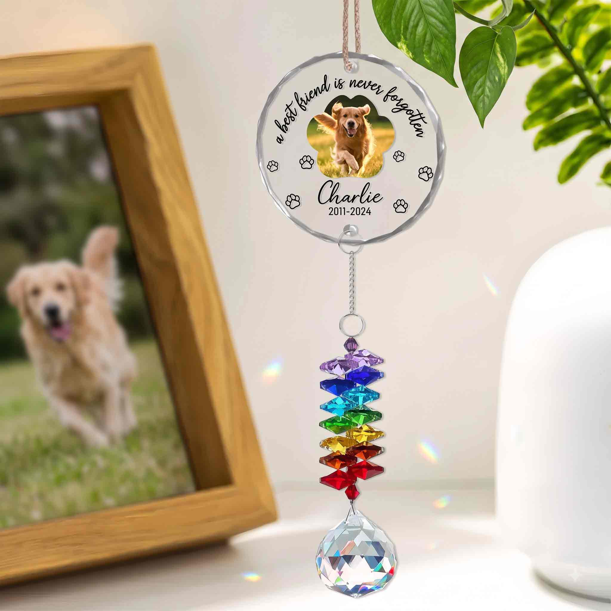 Round Glass Ornament With Crystal Charm