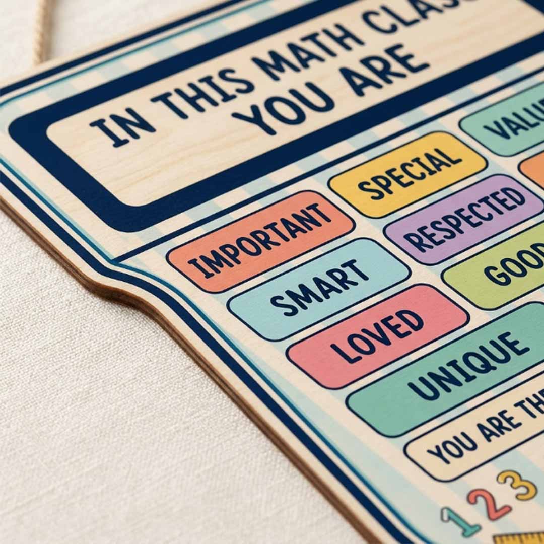Personalized Teacher Name Wooden Sign Door Hanger Rules In The Math Class Wooden Classroom Decor, Back to School Sign