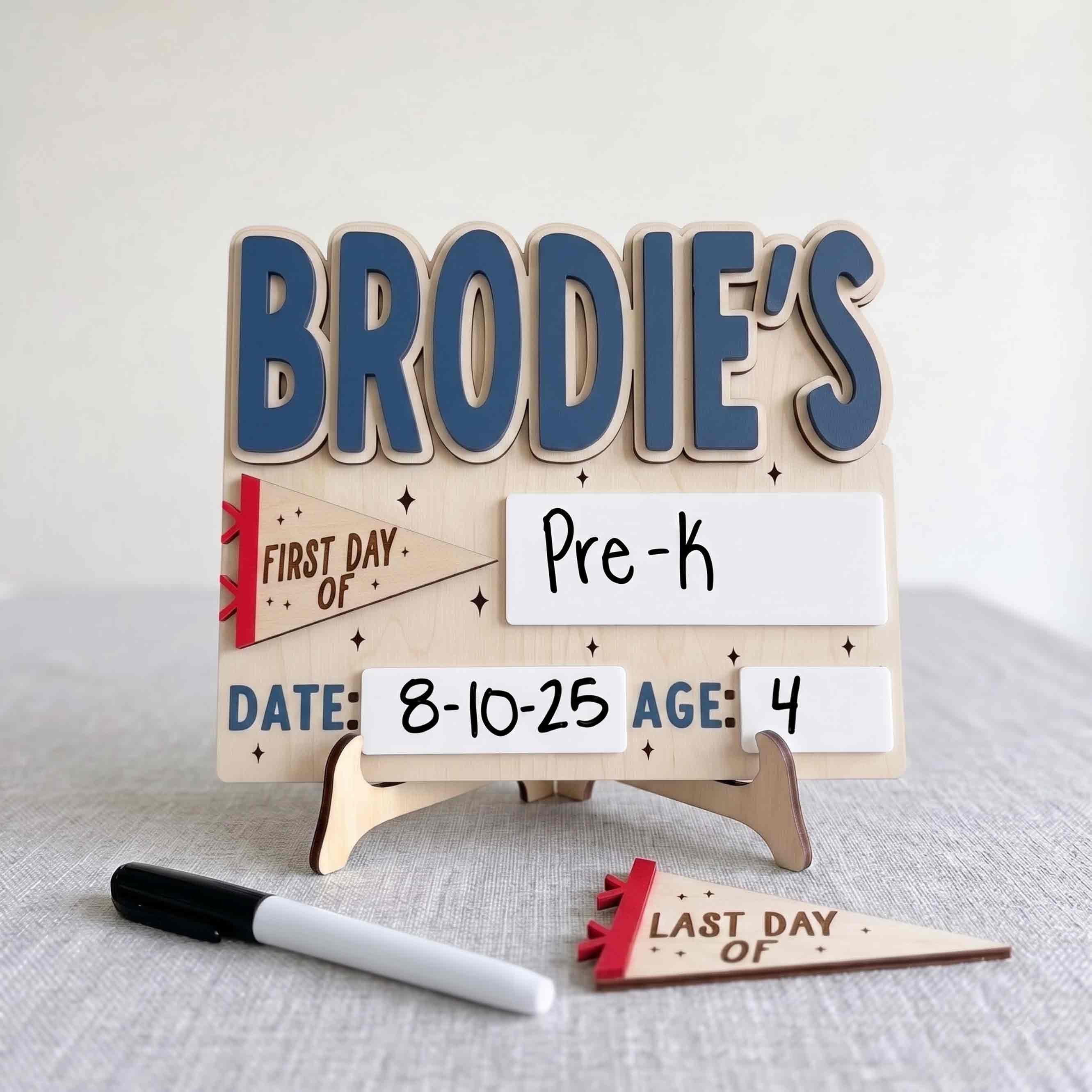 Personalized Classic Collegiate First & Last Day School Sign, Reusable Dry Erase Board, Back to School Sign