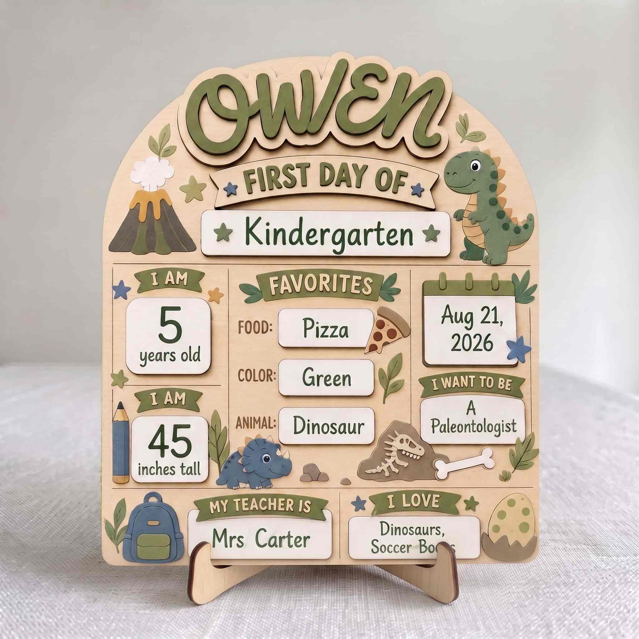 Personalized Dinosaur Adventure First Day School Board, Reusable Dry Erase Board, Back to School Sign