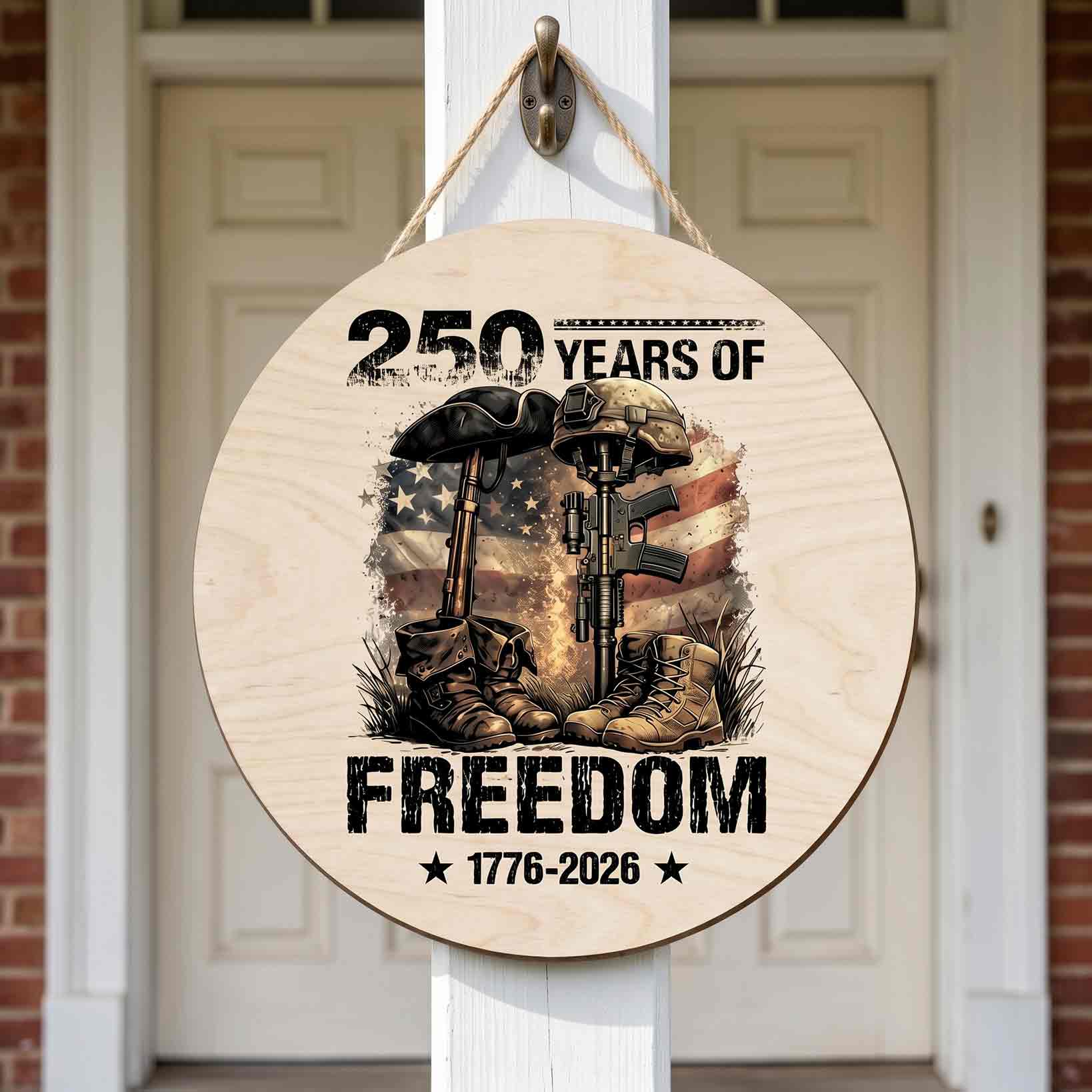 Patriotic America 250 Wooden Sign Military Freedom Memorial Decor