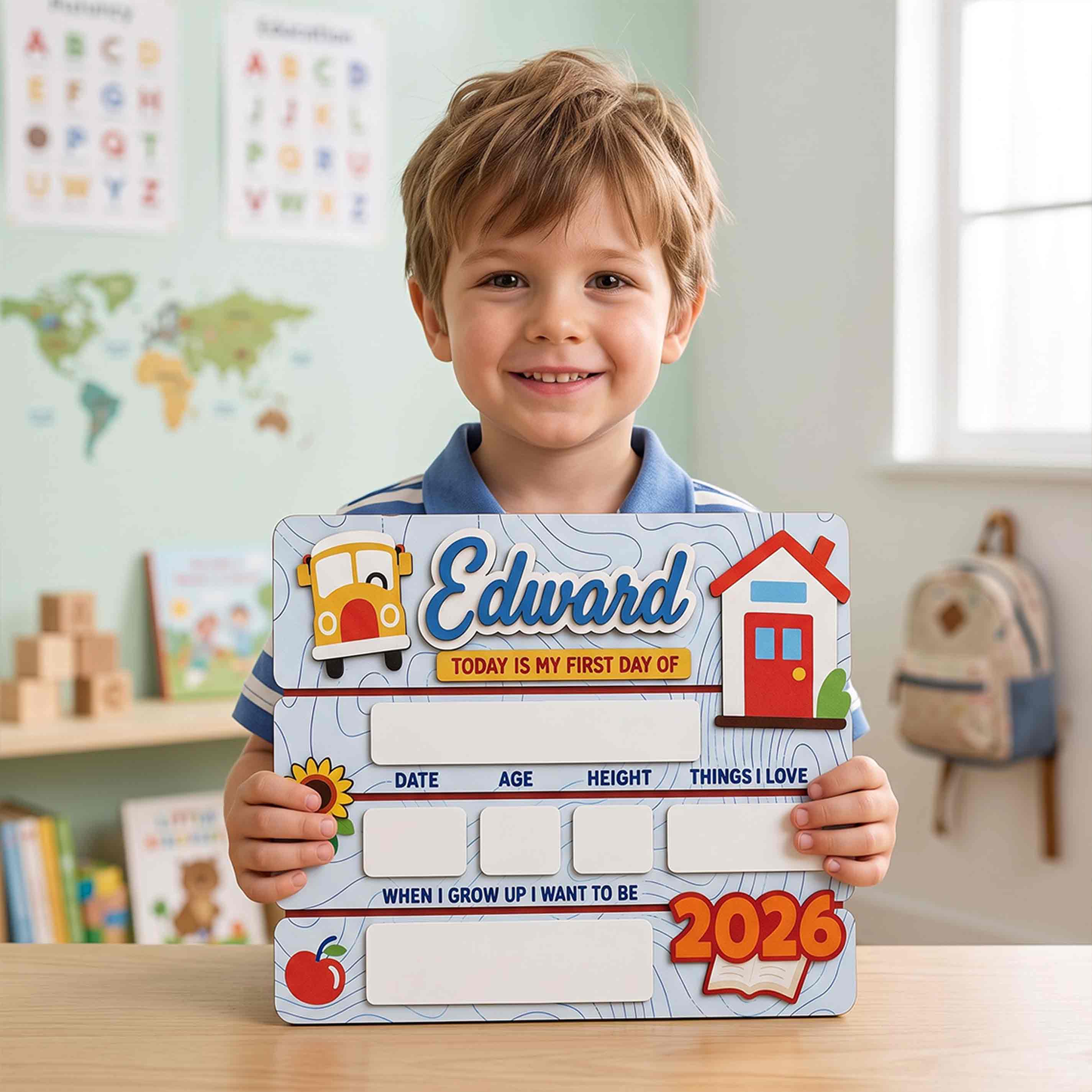 Personalized Colorful Classroom Theme First & Last Day School Sign, Reusable Dry Erase Board, Back to School Sign