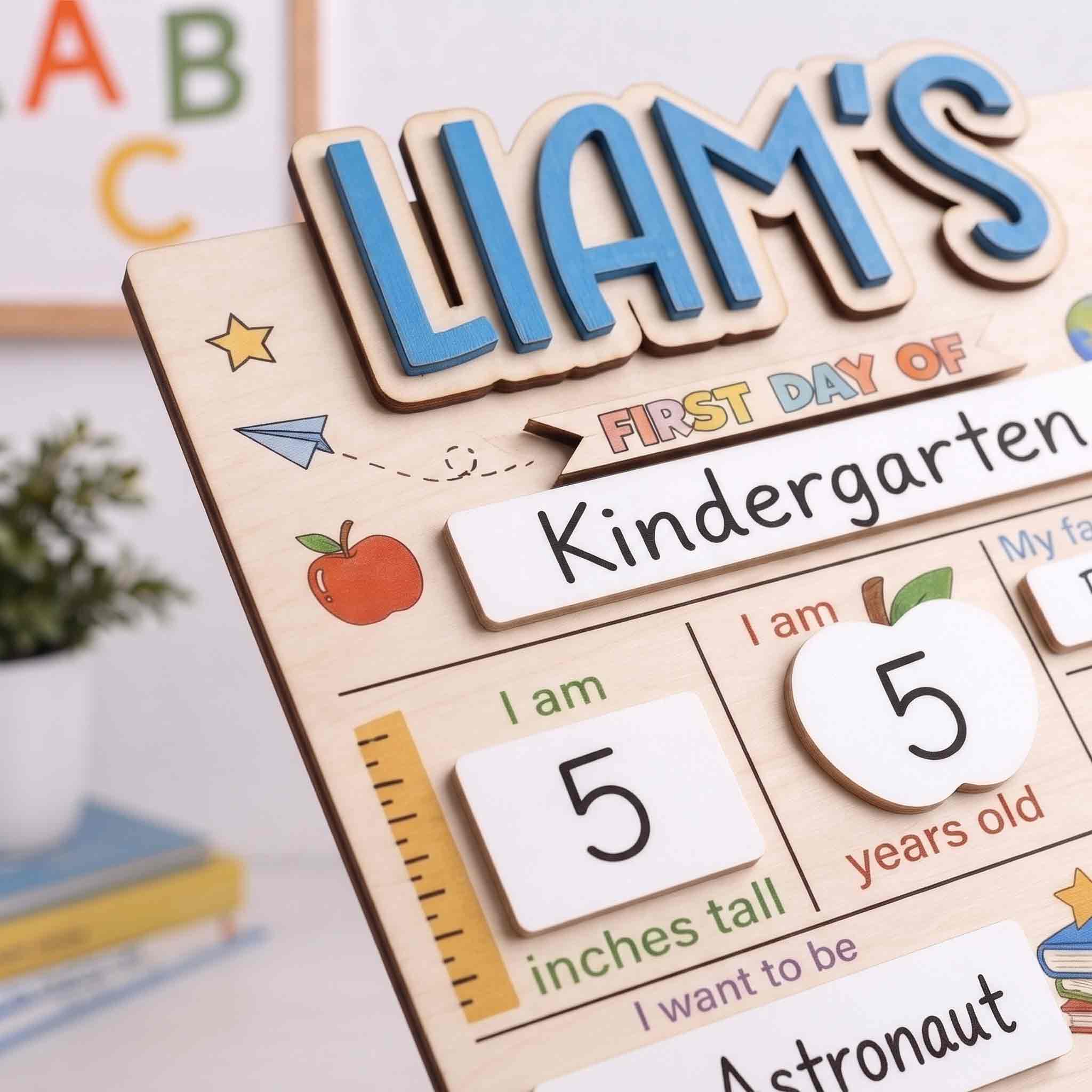 Personalized Cute School Icons First & Last Day School Sign, Reusable Dry Erase Board, Back to School Sign