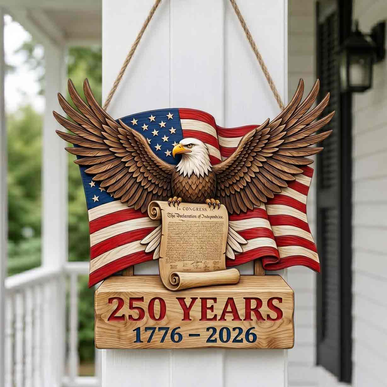 America 250th Anniversary Wooden Sign American Heritage Decor 1776-2026