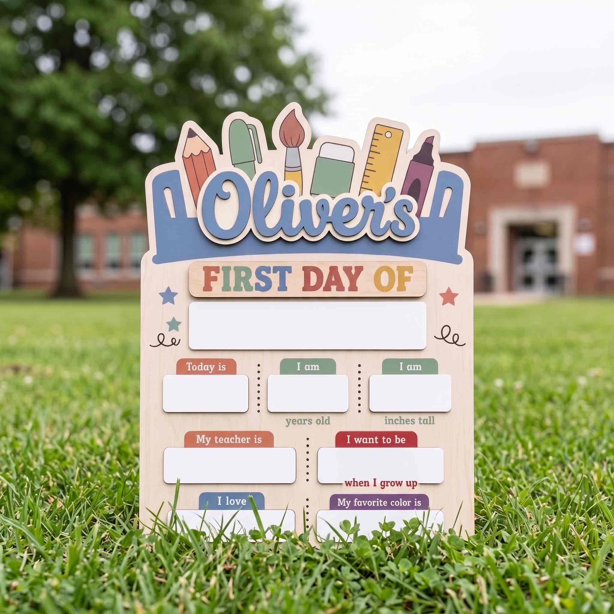 Personalized School Supplies First Day School Board, Custom Name School Sign