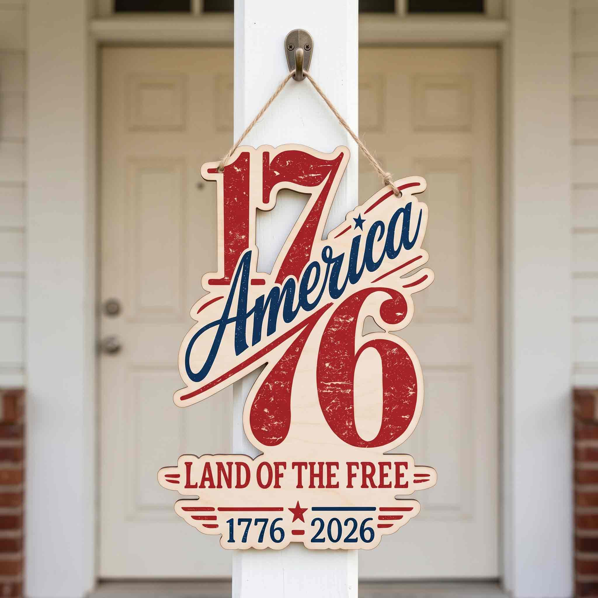 America 76 Wooden Sign Land Of The Free Patriotic Decor 1776 2026