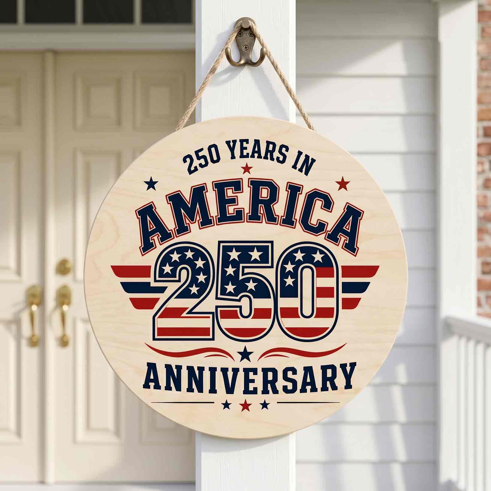 America 250 Anniversary Wooden Sign 250 Years In America Patriotic USA Decor