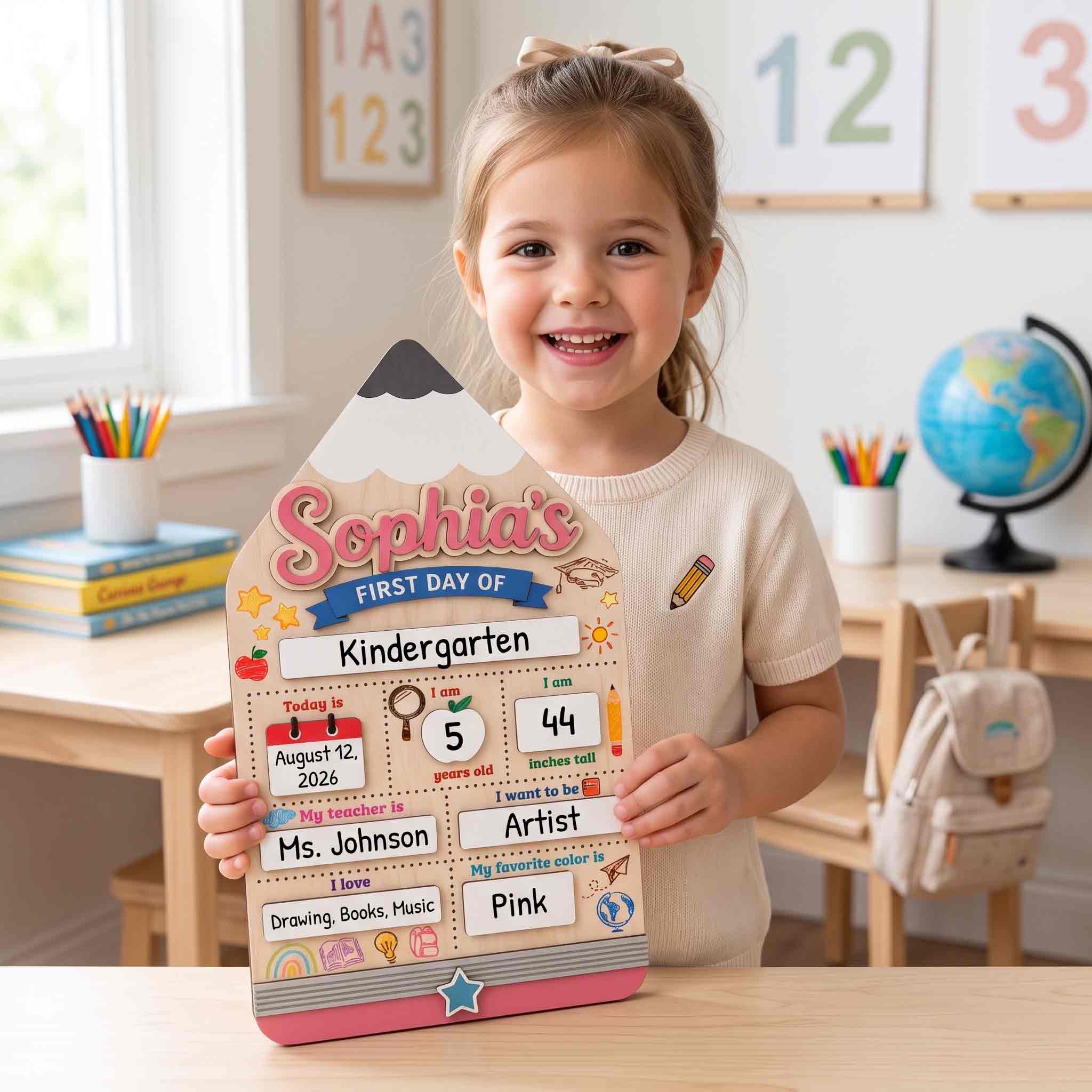 Personalized Giant Pencil First Day School Board, Reusable Dry Erase Board, Back to School Sign