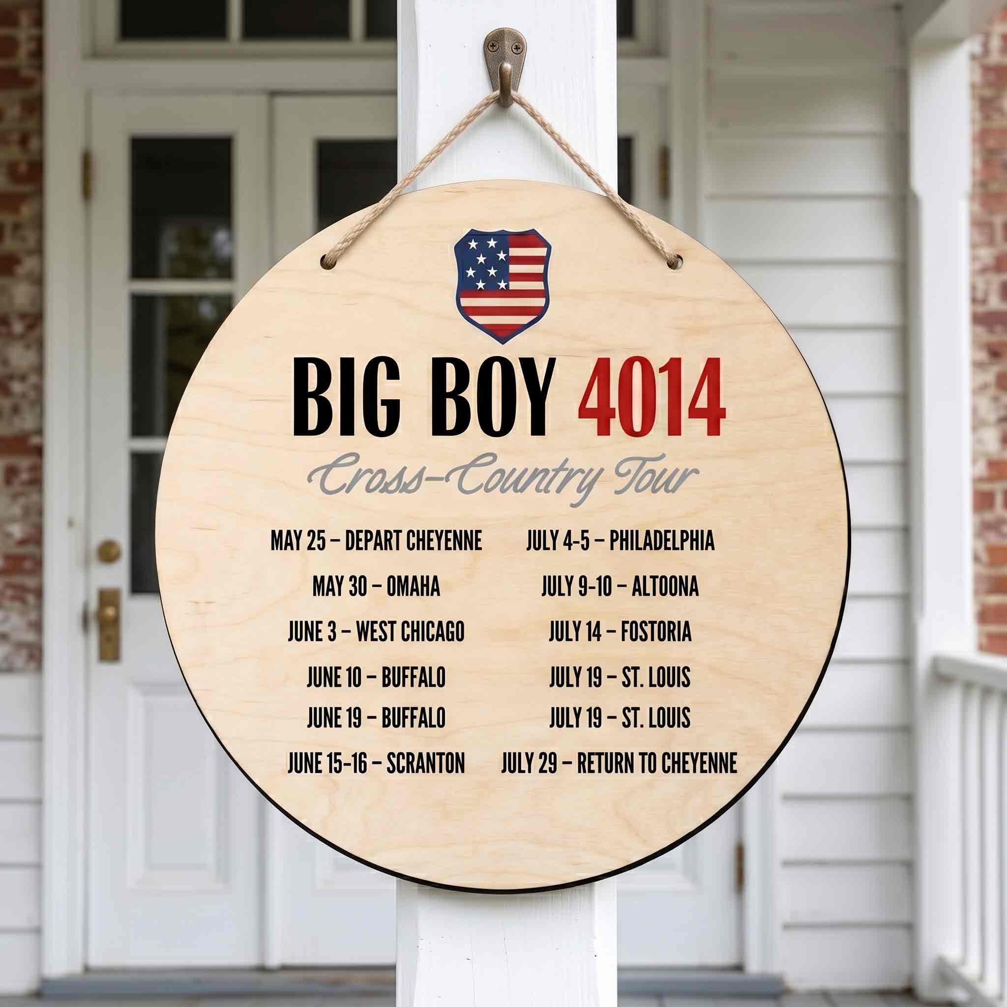 Big Boy Cross Country Tour Train Wooden Sign