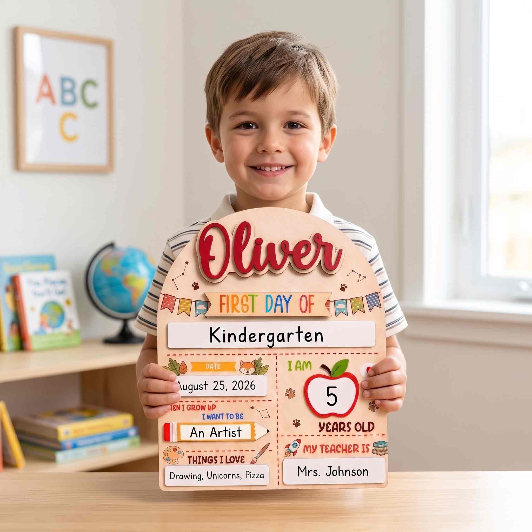 Personalized School Celebration First & Last Day School Sign, Reusable Dry Erase Board, Back to School Sign