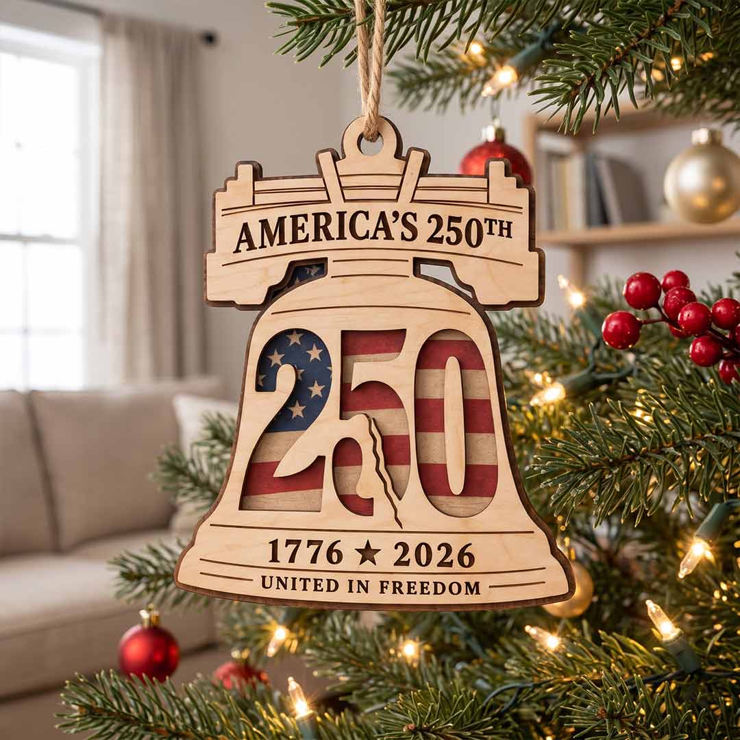 America's 250th Liberty Bell Patriotic 2-Layer Wooden Christmas Ornament for USA 250th Anniversary Gift