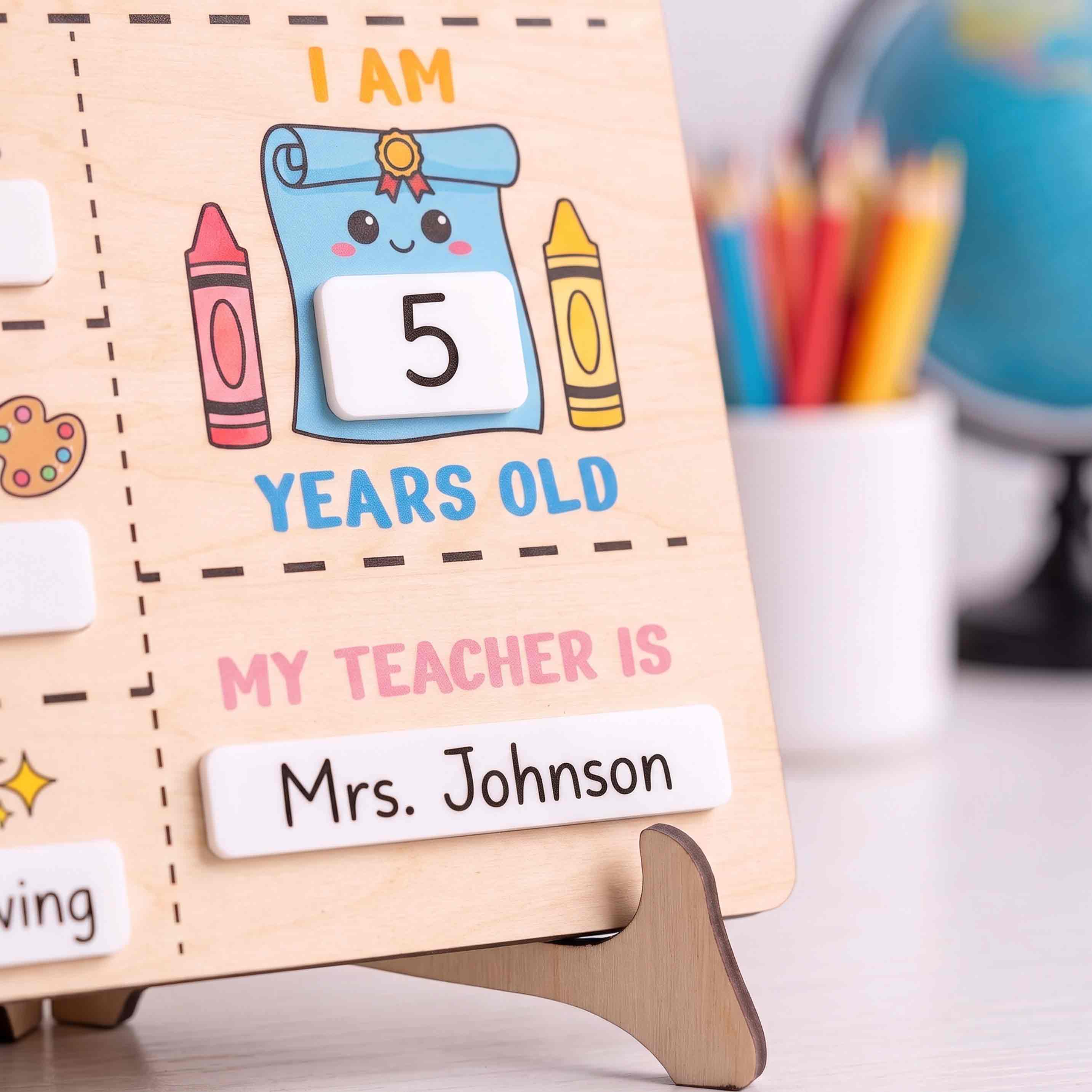 Personalized Cute Learning First & Last Day School Sign, Reusable Dry Erase Board, Back to School Sign