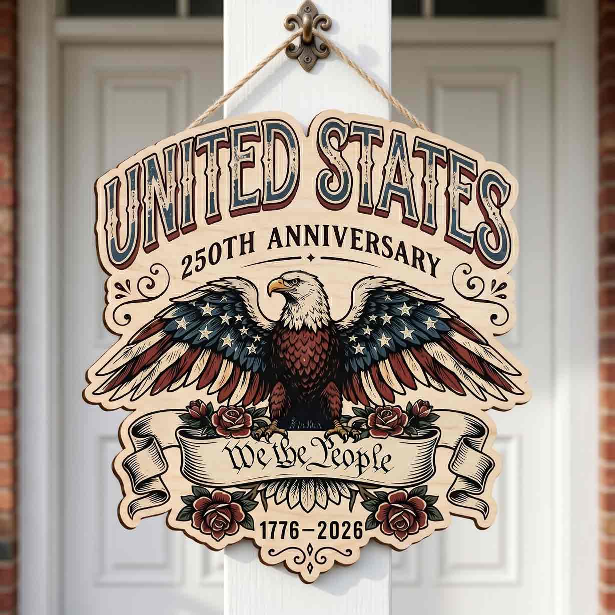 We Love Jesus And America Too Wooden Sign Christian Patriotic Decor