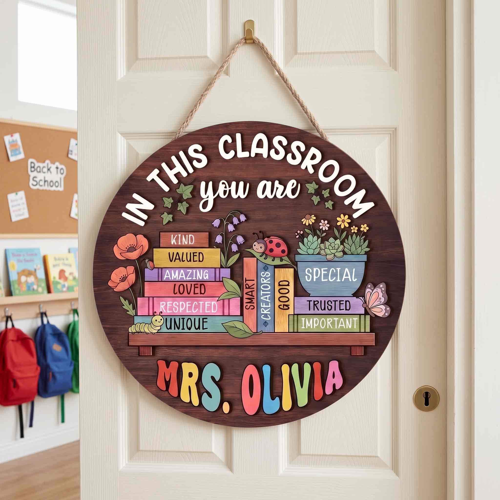Personalized Teacher Name Classroom Door Hanger, In This Classroom You Are Wooden School Sign, Inspirational Classroom Decor
