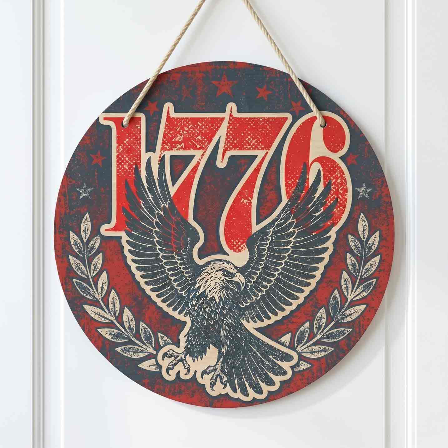 1776 American Eagle Patriotic Wooden Sign