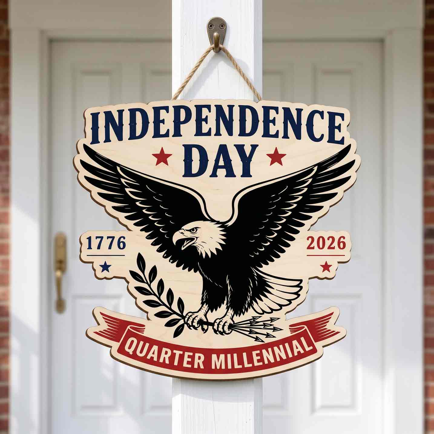 America 250 Independence Day Quarter Millennial Wooden Sign 1776-2026