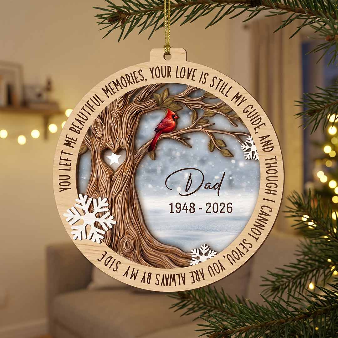 Your Love Is Still My Guide Cardinal Keepsake Personalized Custom Name Date Memorial 1-Layer Wooden Christmas Ornament for Loss of Loved One