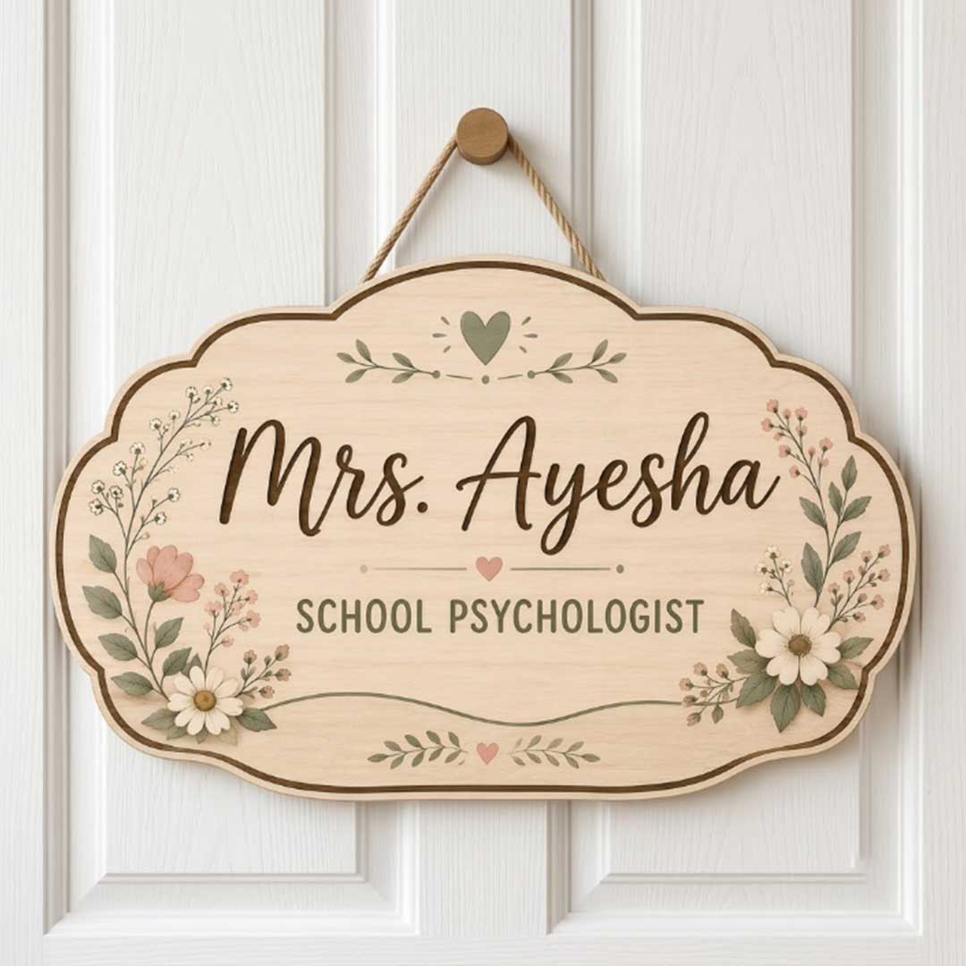 Personalized Teacher Name Wooden Sign Door Hanger School Psychologist Room Sign  Wooden Classroom Decor, Back to School Sign