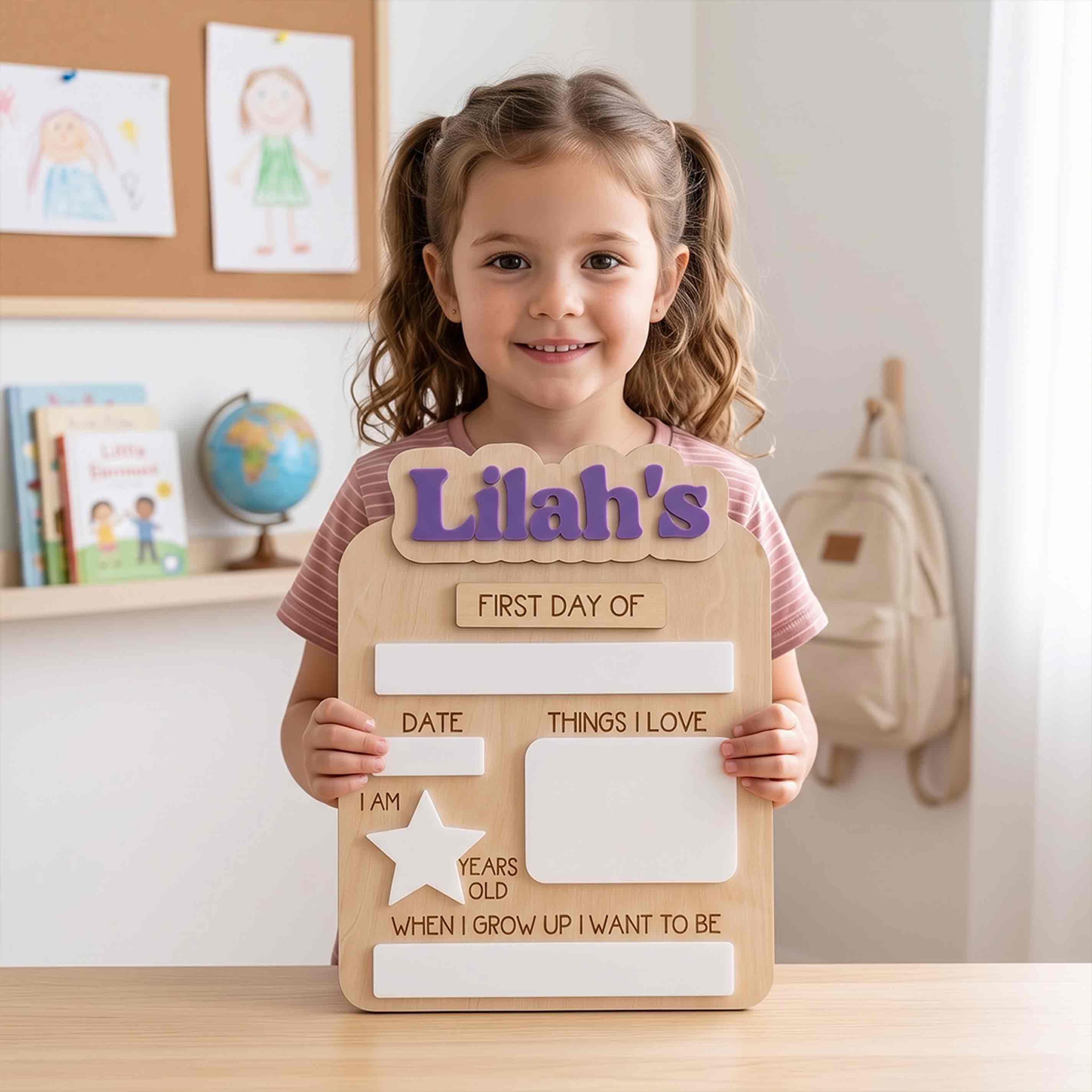 Personalized Modern Minimal Style First & Last Day School Sign, Reusable Dry Erase Board, Back to School Sign