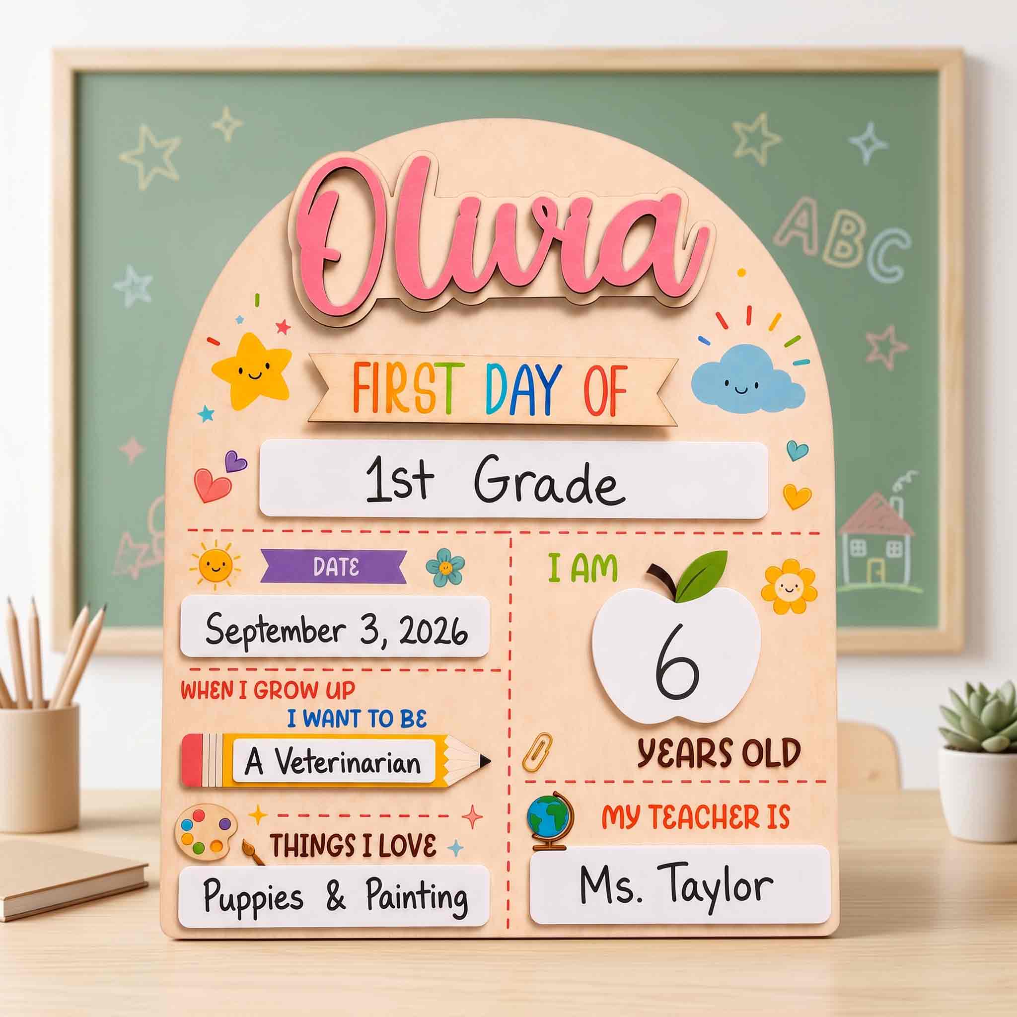 Personalized Happy Classroom First & Last Day School Board, Reusable Dry Erase Board, Back to School Sign