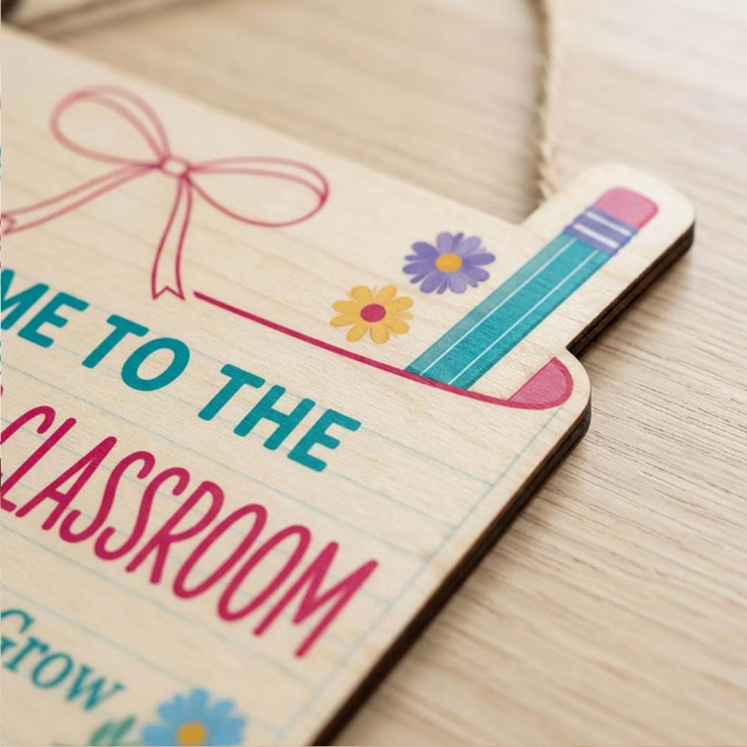 Personalized Teacher Name Wooden Sign Door Hanger Teacher Wooden Classroom Sign Wooden Classroom Decor, Back to School Sign