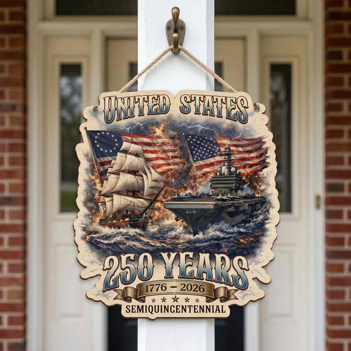 United States 250 Years 1776-2026 Semiquincentennial Patriotic Wooden Sign