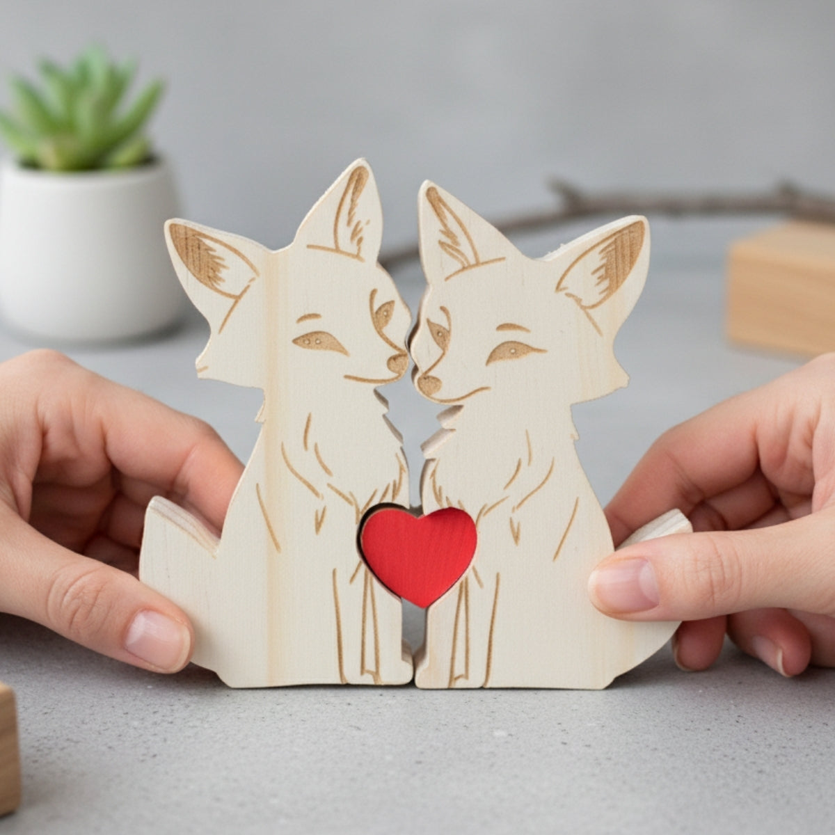 Personalized Fox Couple Puzzle Custom Wooden Puzzle