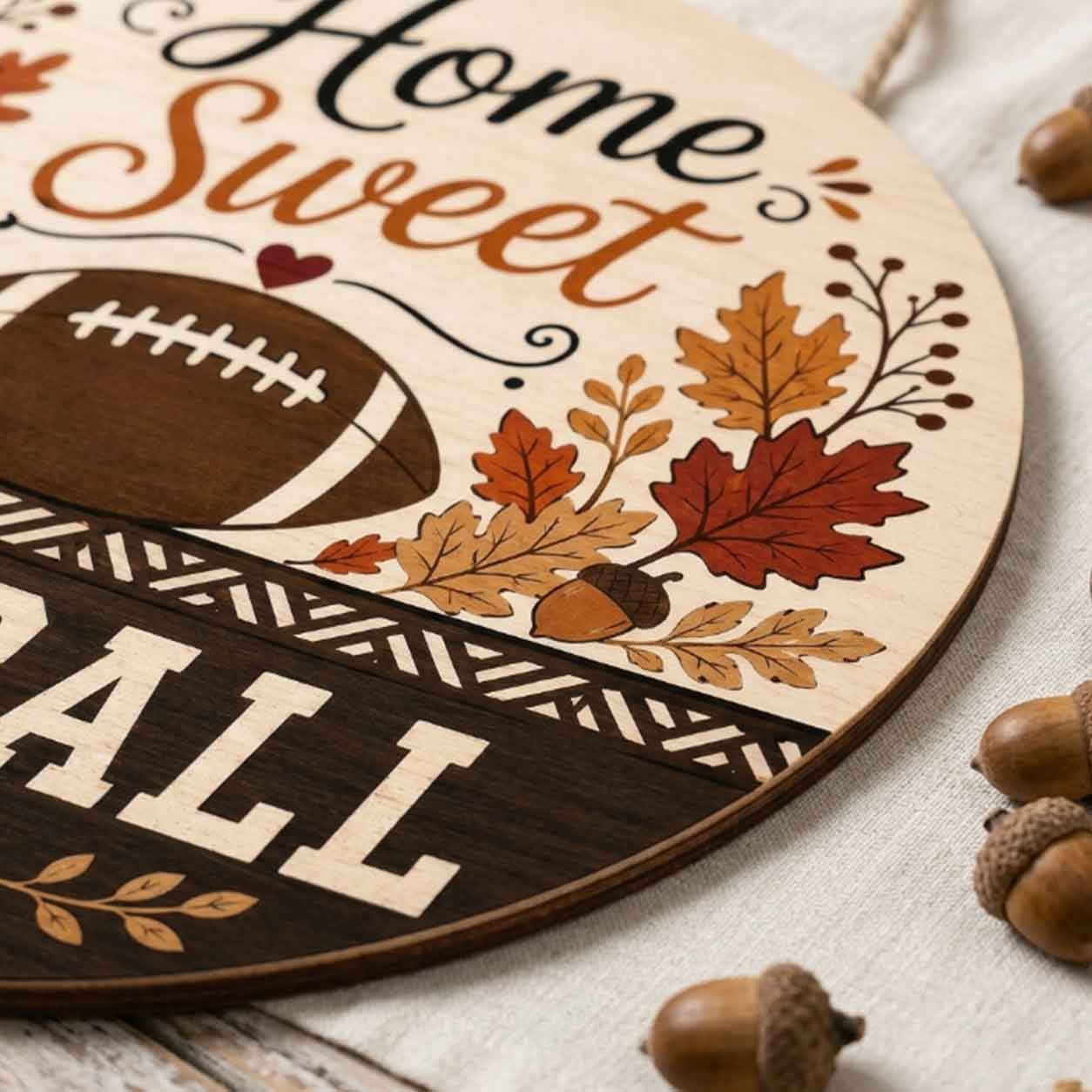 Fall Porch Decor, Home Sweat Football Home Wooden Fall Door Hanger,  Front Door Sign, Farmhouse Fall Decor