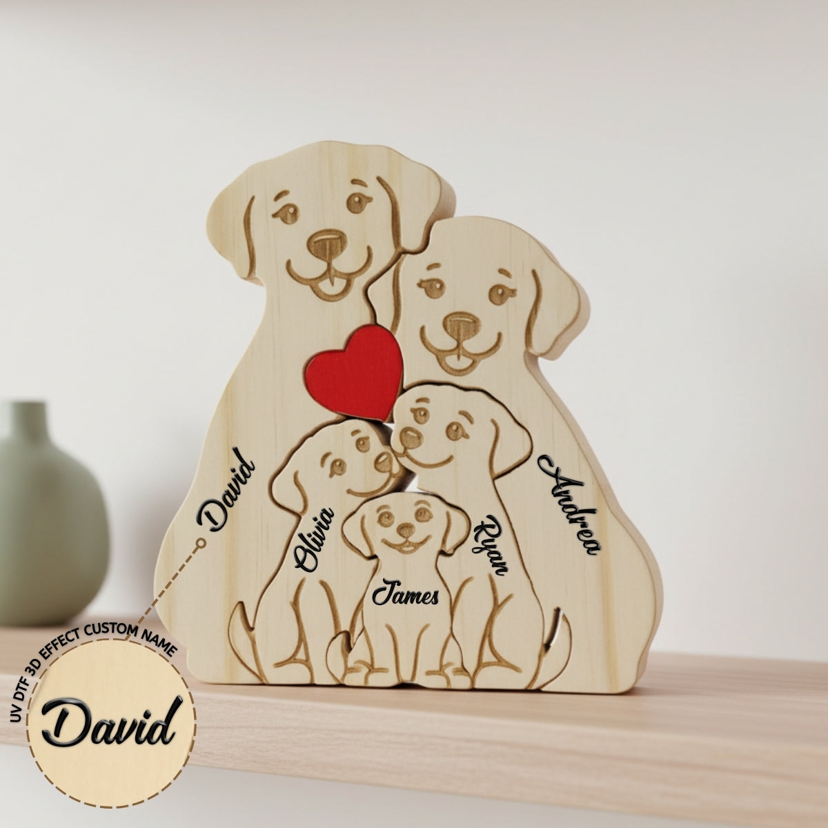 Personalized Dog 5 Pieces Family Edition Custom Wooden Puzzle