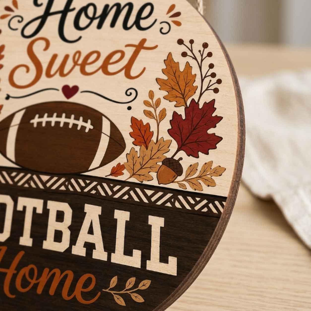 Fall Porch Decor, Home Sweat Football Home Wooden Fall Door Hanger,  Front Door Sign, Farmhouse Fall Decor