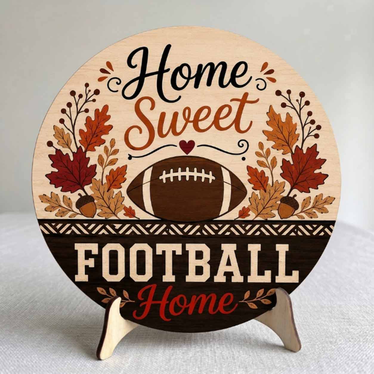 Fall Porch Decor, Home Sweat Football Home Wooden Fall Door Hanger,  Front Door Sign, Farmhouse Fall Decor