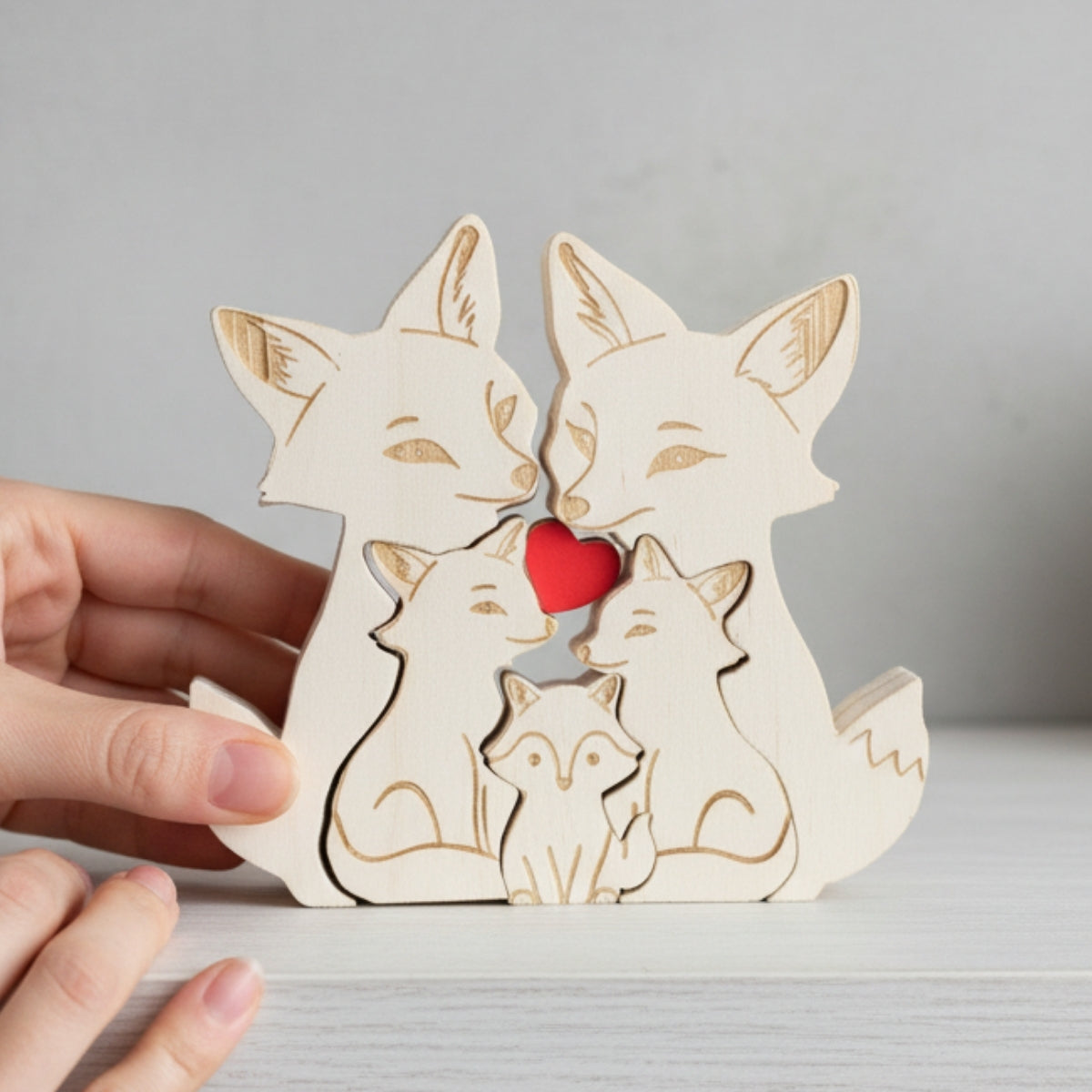 Personalized Fox Family 5 Puzzle Custom Wooden Puzzle