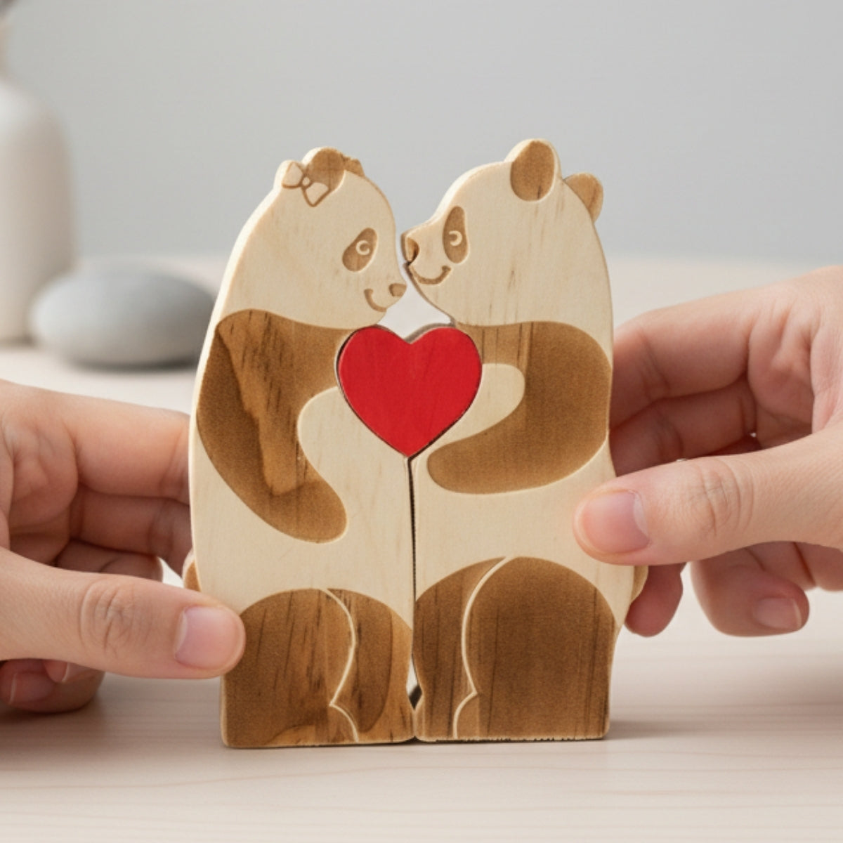 Personalized Panda Couple Puzzle Custom Wooden Puzzle