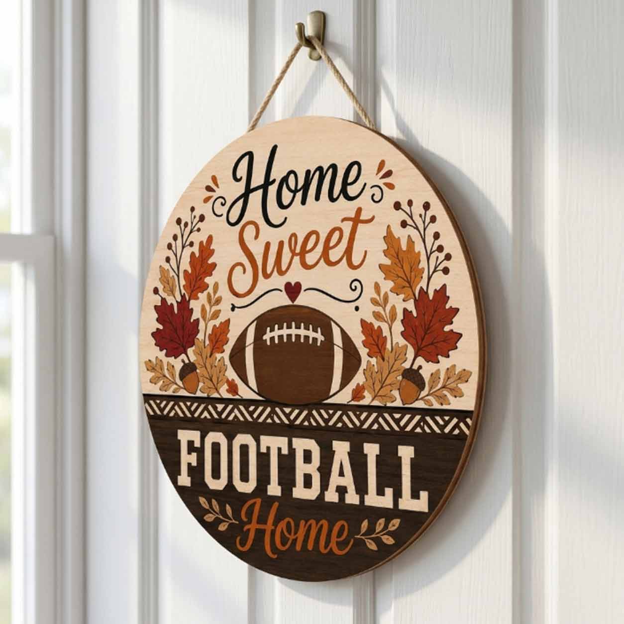 Fall Porch Decor, Home Sweat Football Home Wooden Fall Door Hanger,  Front Door Sign, Farmhouse Fall Decor