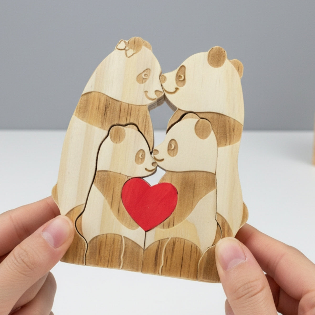 Personalized Panda Family 4 Puzzle Custom Wooden Puzzle