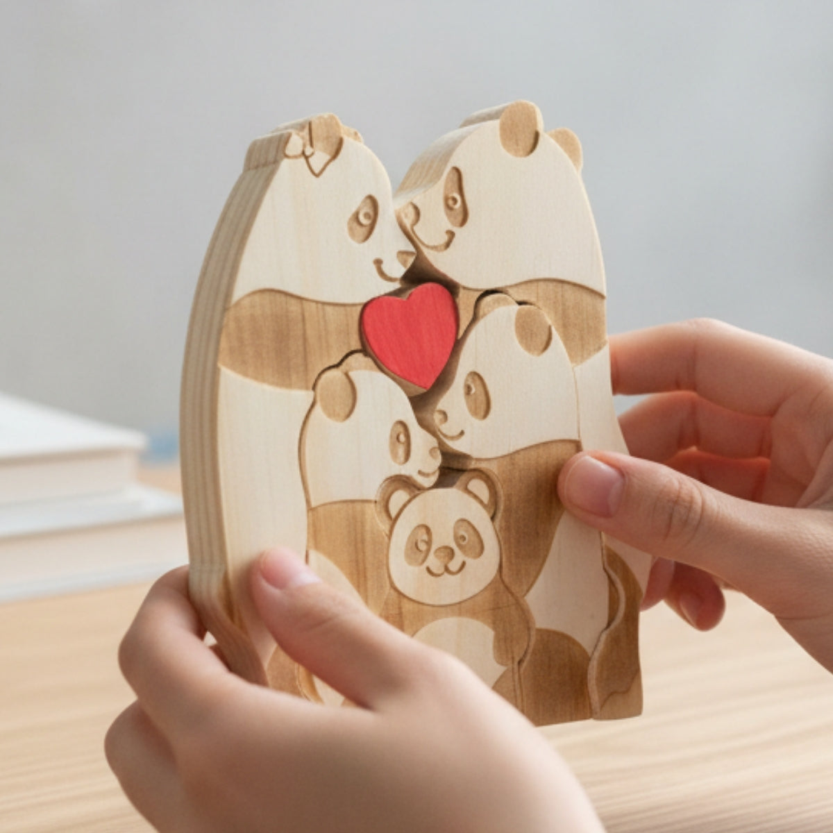 Personalized Panda Family 5 Puzzle Custom Wooden Puzzle
