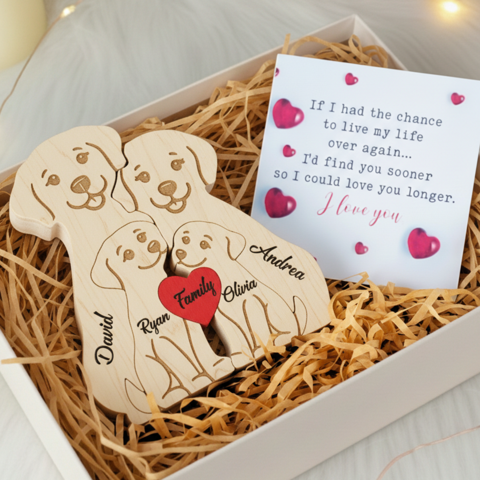 Personalized Dog 4 Pieces Family Edition Custom Wooden Puzzle