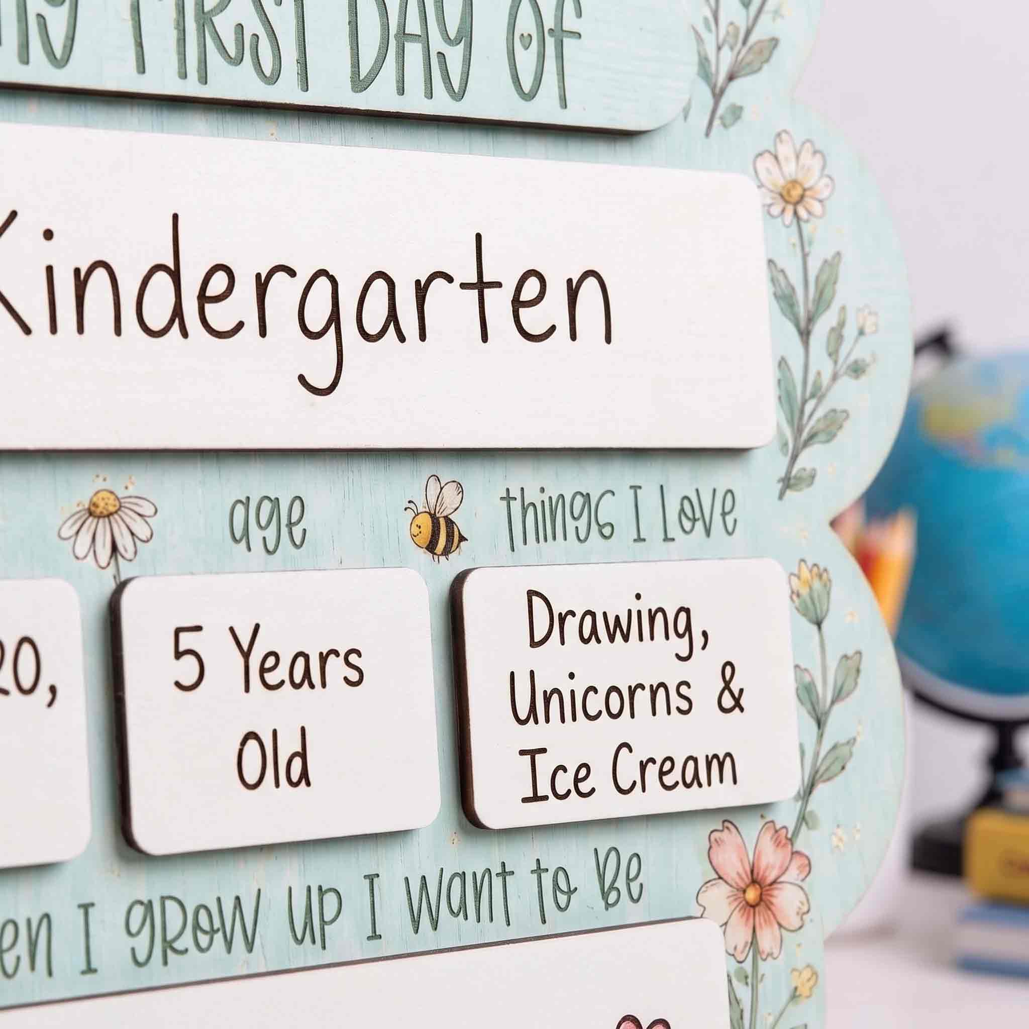 Personalized Floral Cloud First & Last Day School Board, Reusable Dry Erase Board, Back to School Sign