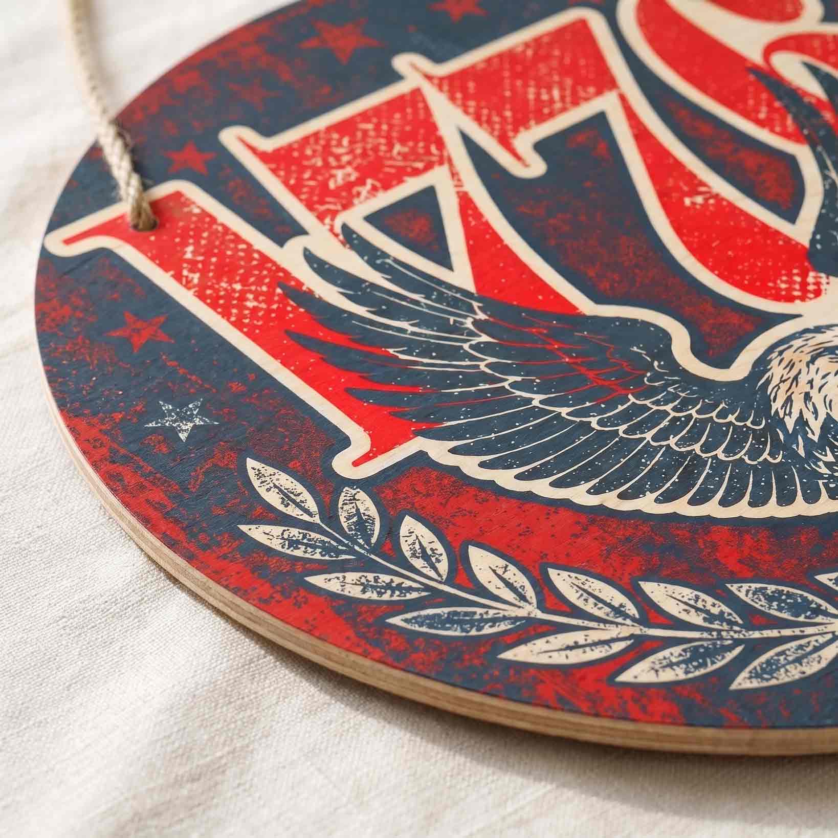 1776 American Eagle Patriotic Wooden Sign