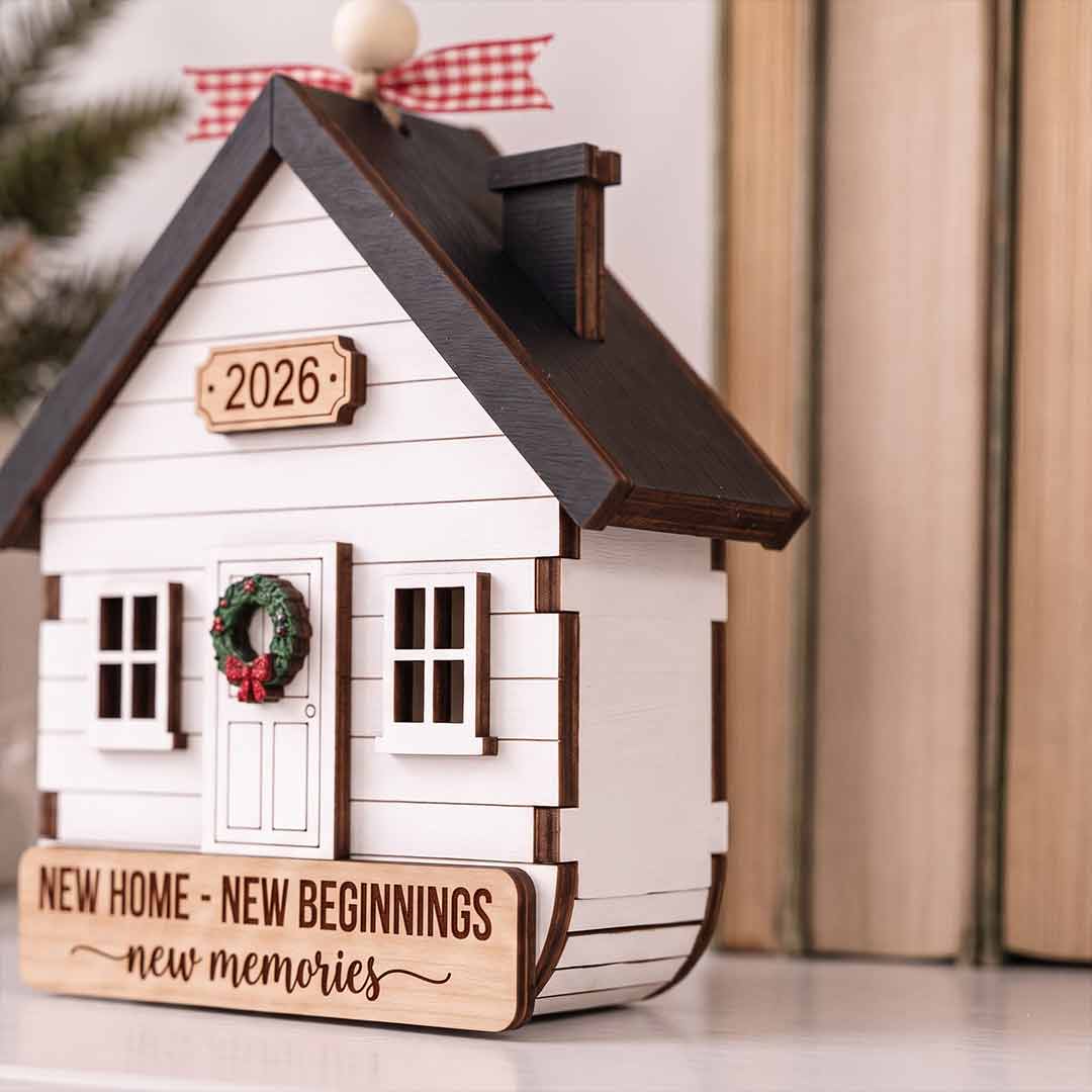 Personalized Wooden House Shape 3D Christmas Ornament