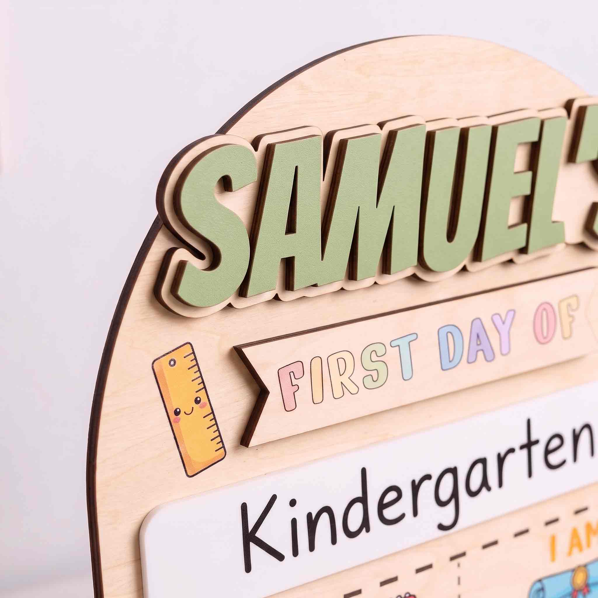 Personalized Cute Learning First & Last Day School Sign, Reusable Dry Erase Board, Back to School Sign