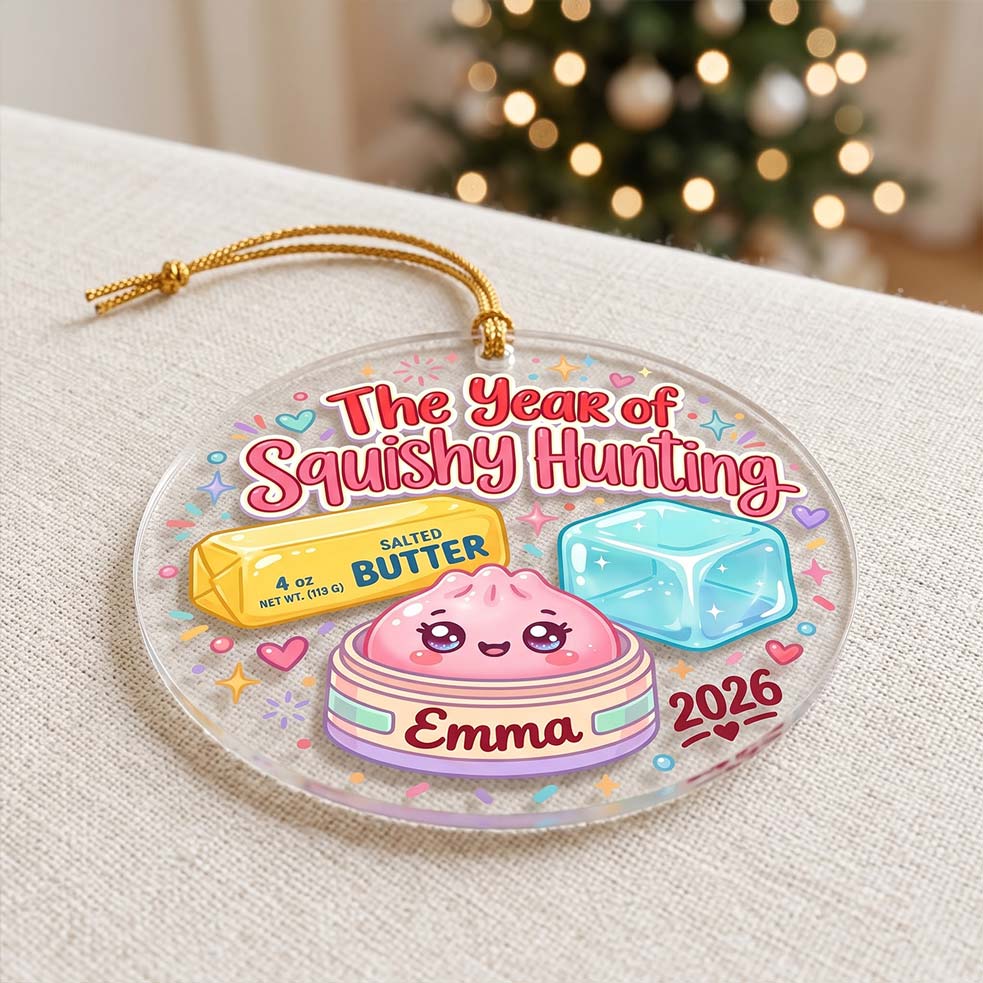 Squishy Hunting Butter Ice Cube Custom Name Date Acrylic Christmas Ornament Cute Christmas Tree Decor Gift