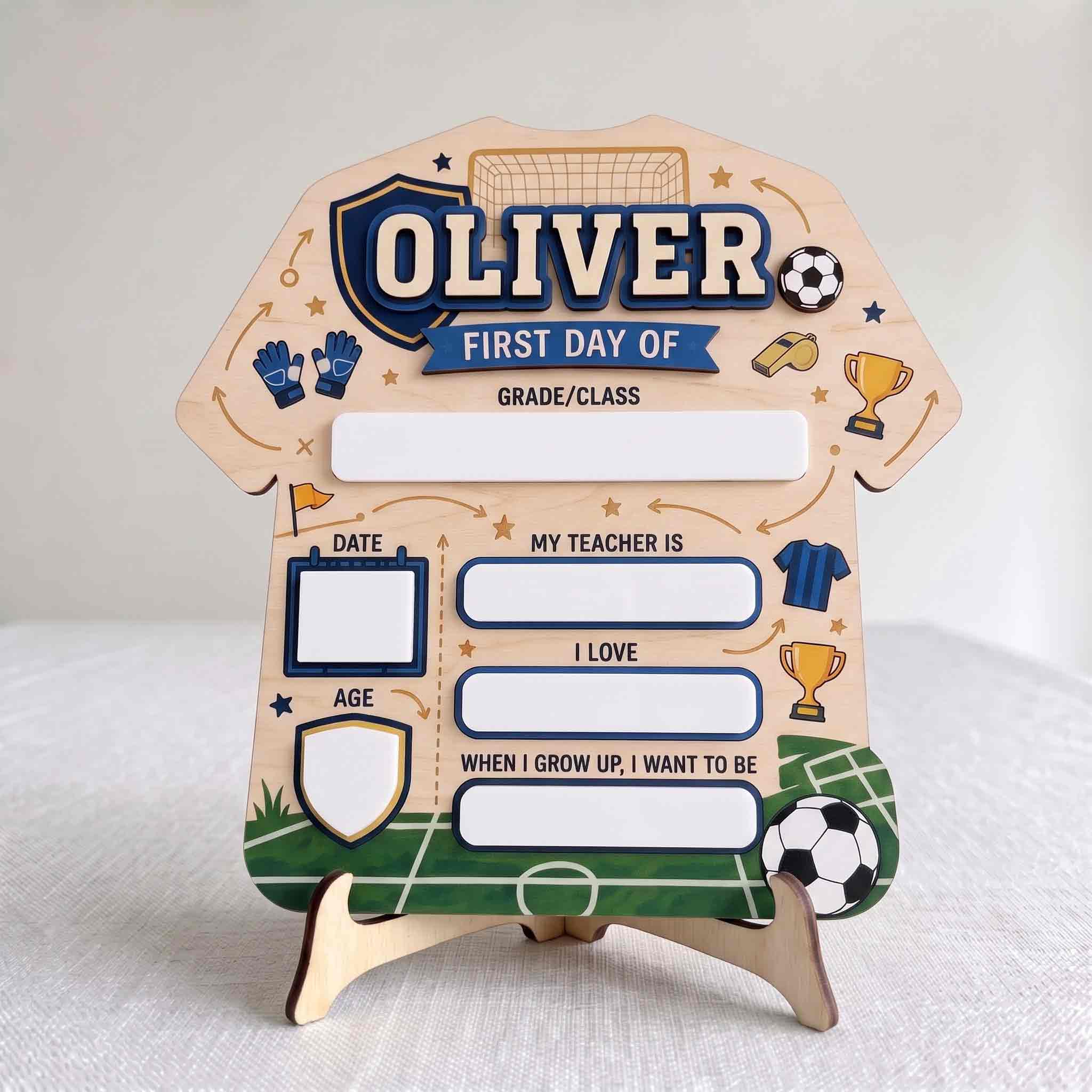 Personalized Football Field Theme First & Last Day School Sign, Reusable Dry Erase Board, Back to School Sign