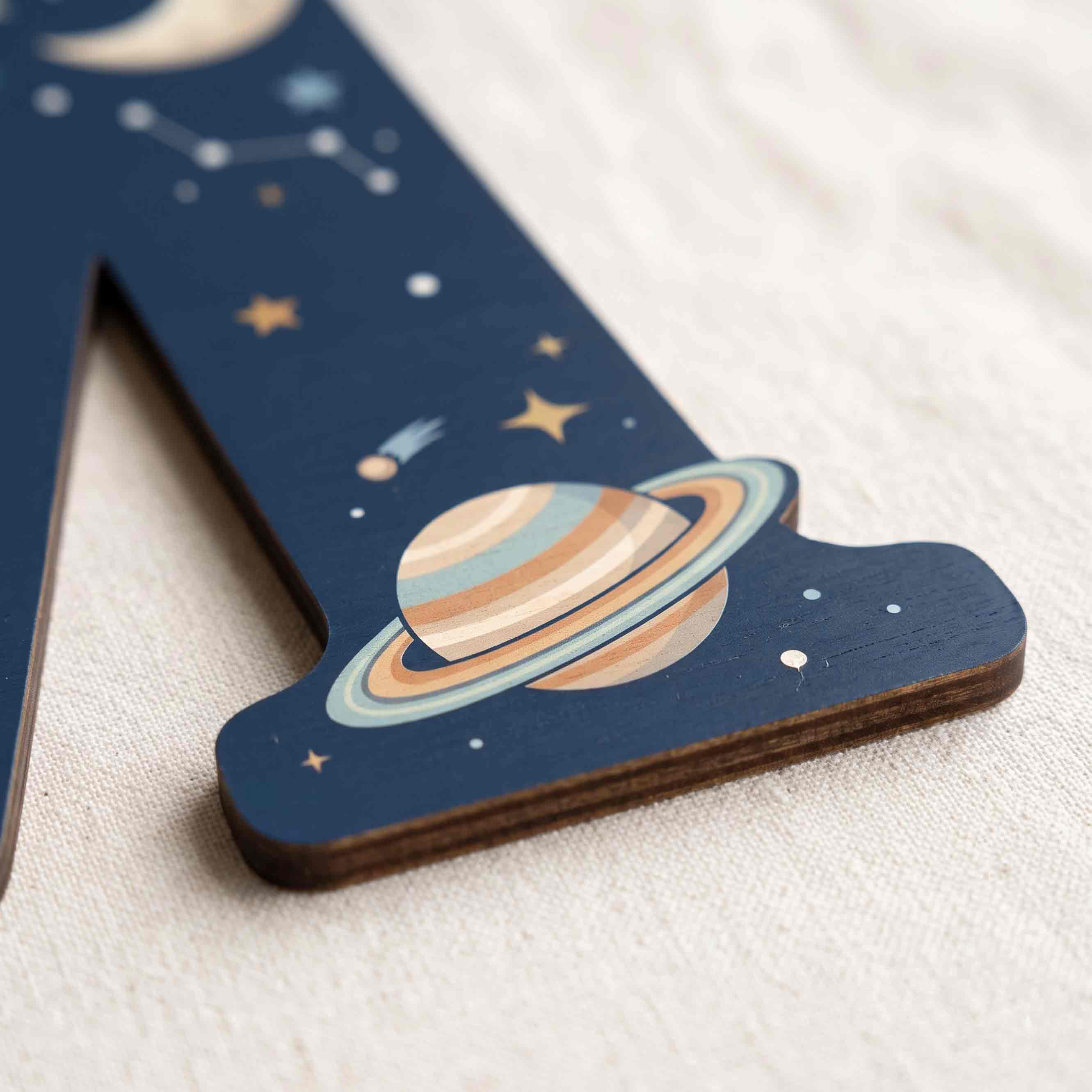 Personalized Outer Space Theme Nursery Name Sign Wooden Baby Room Decor