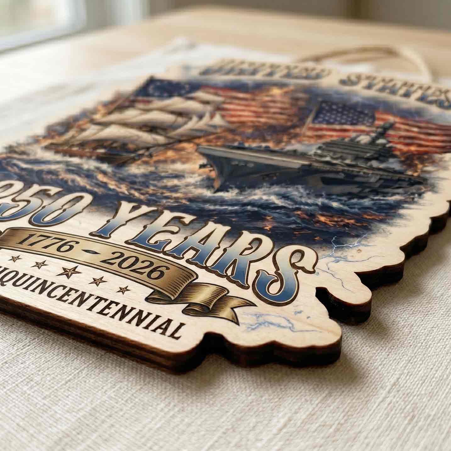 United States 250 Years 1776-2026 Semiquincentennial Patriotic Wooden Sign