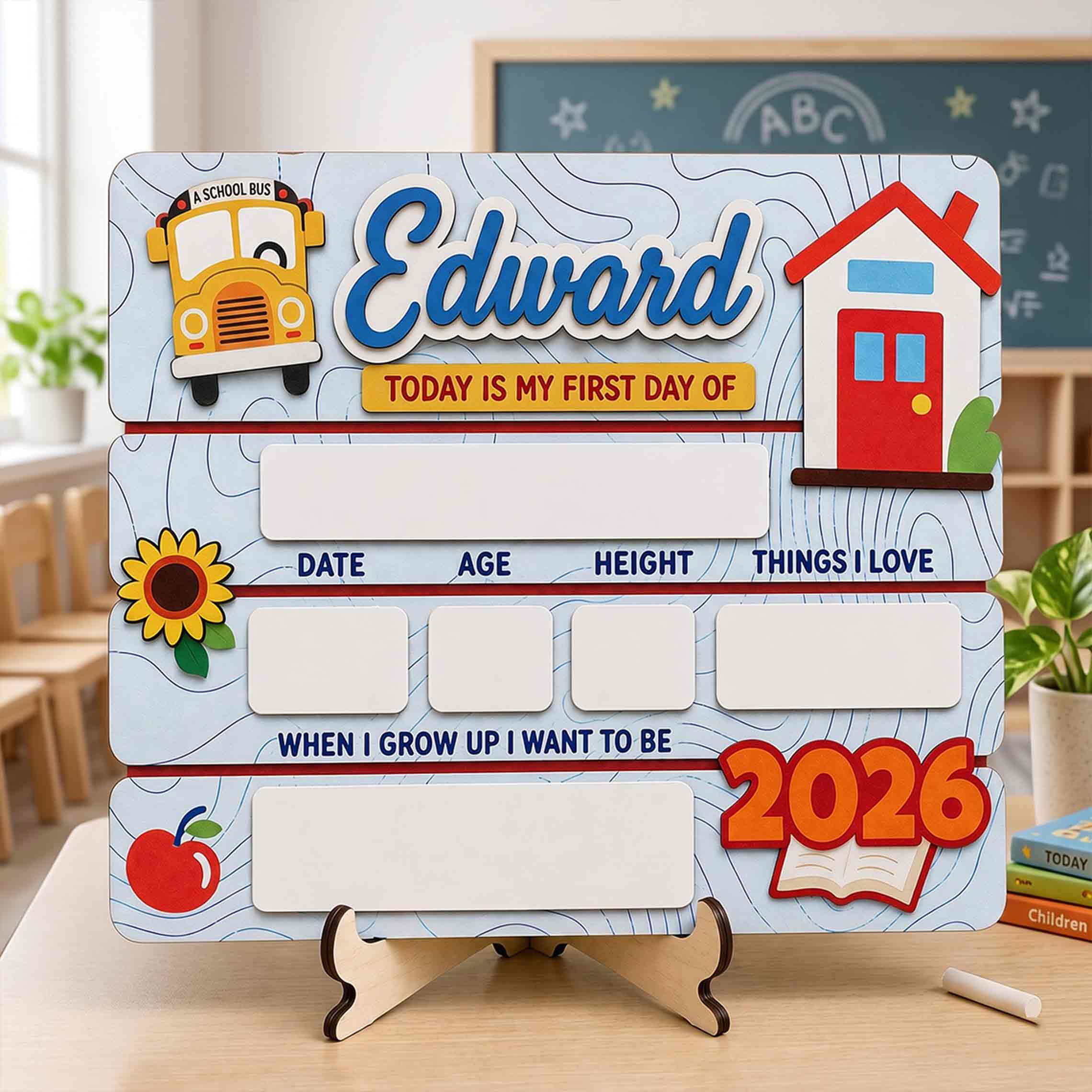 Personalized Colorful Classroom Theme First & Last Day School Sign, Reusable Dry Erase Board, Back to School Sign