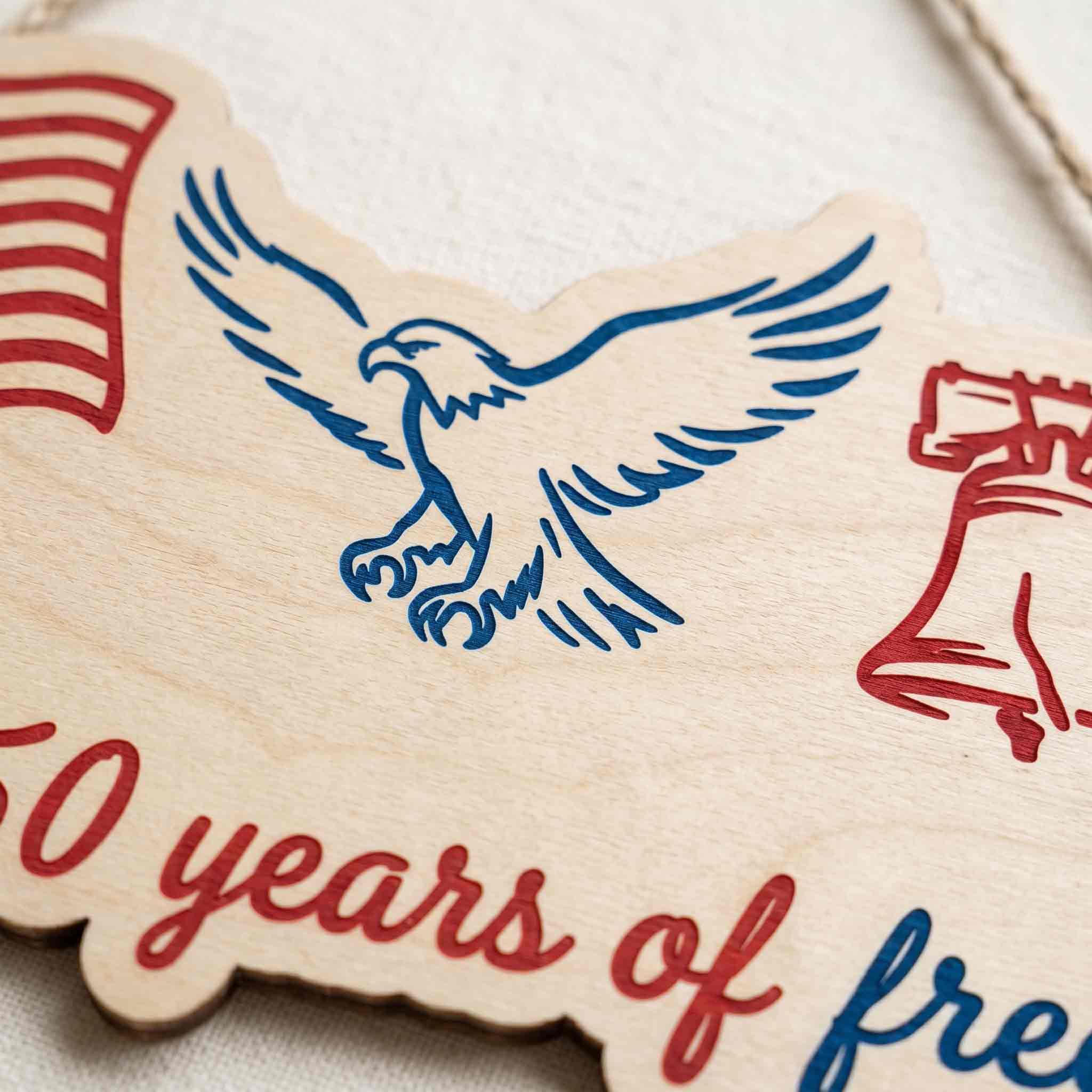 America 250th Anniversary Embroidered 4th of July Wooden Sign