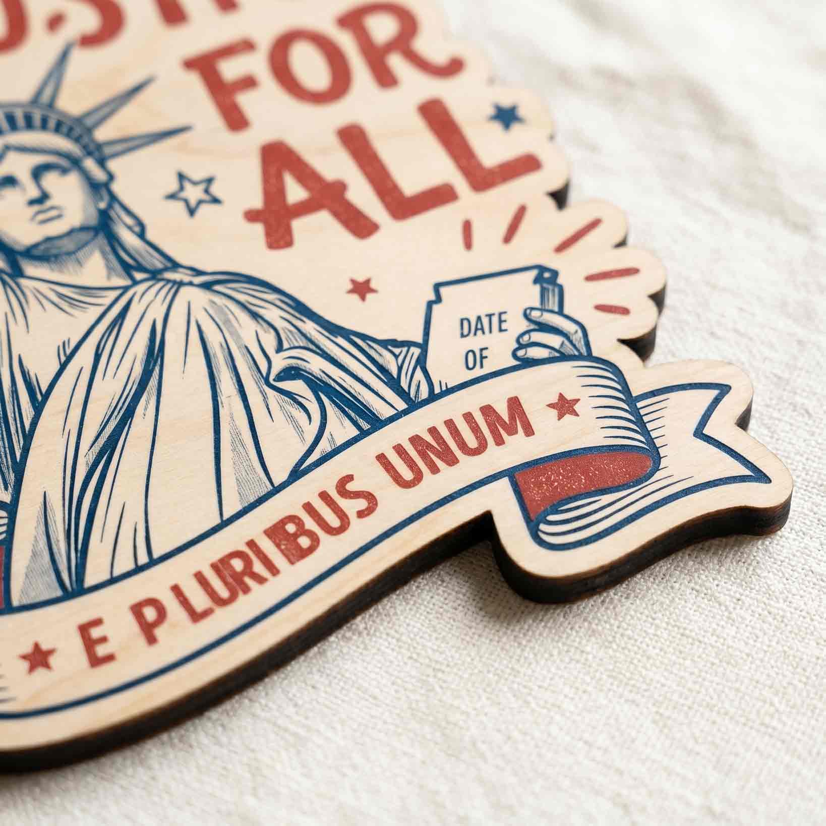 Liberty and Justice for All  America 250th Anniversary Wooden Sign