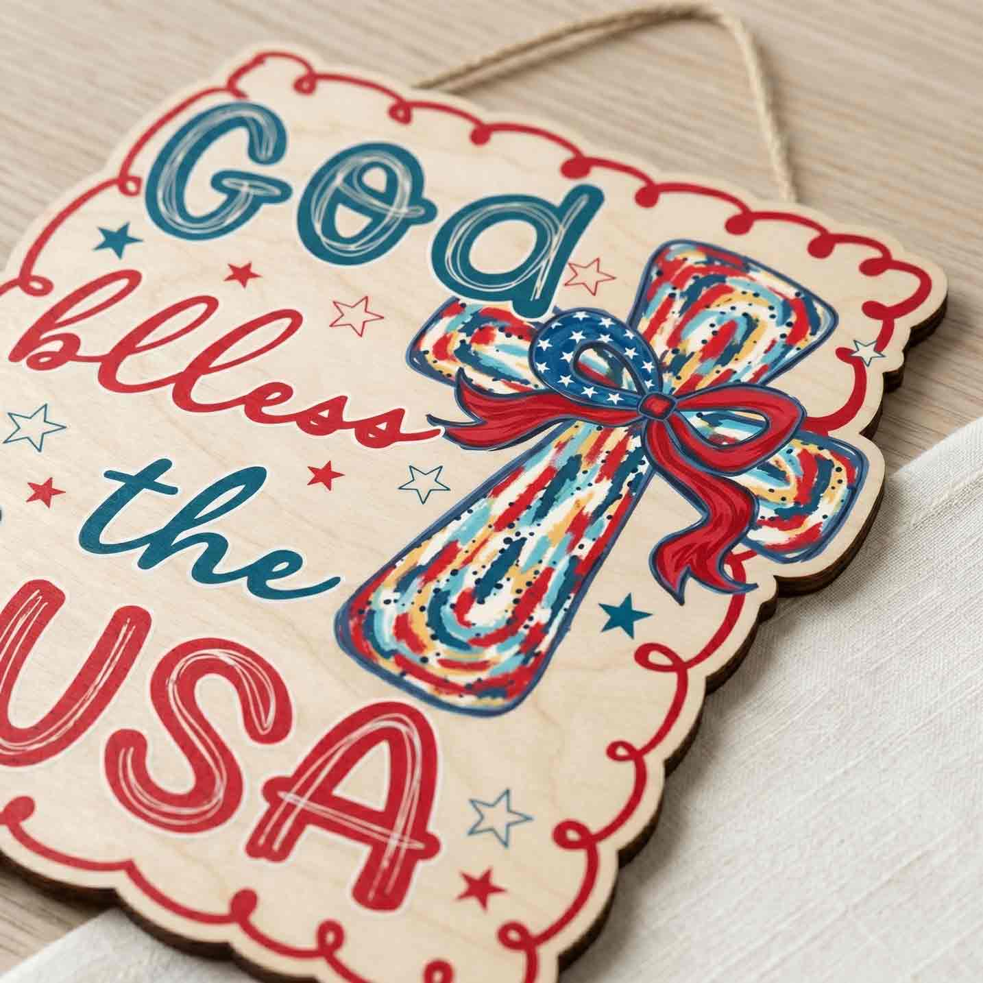 God Bless the USA America 250th Anniversary Wooden Sign