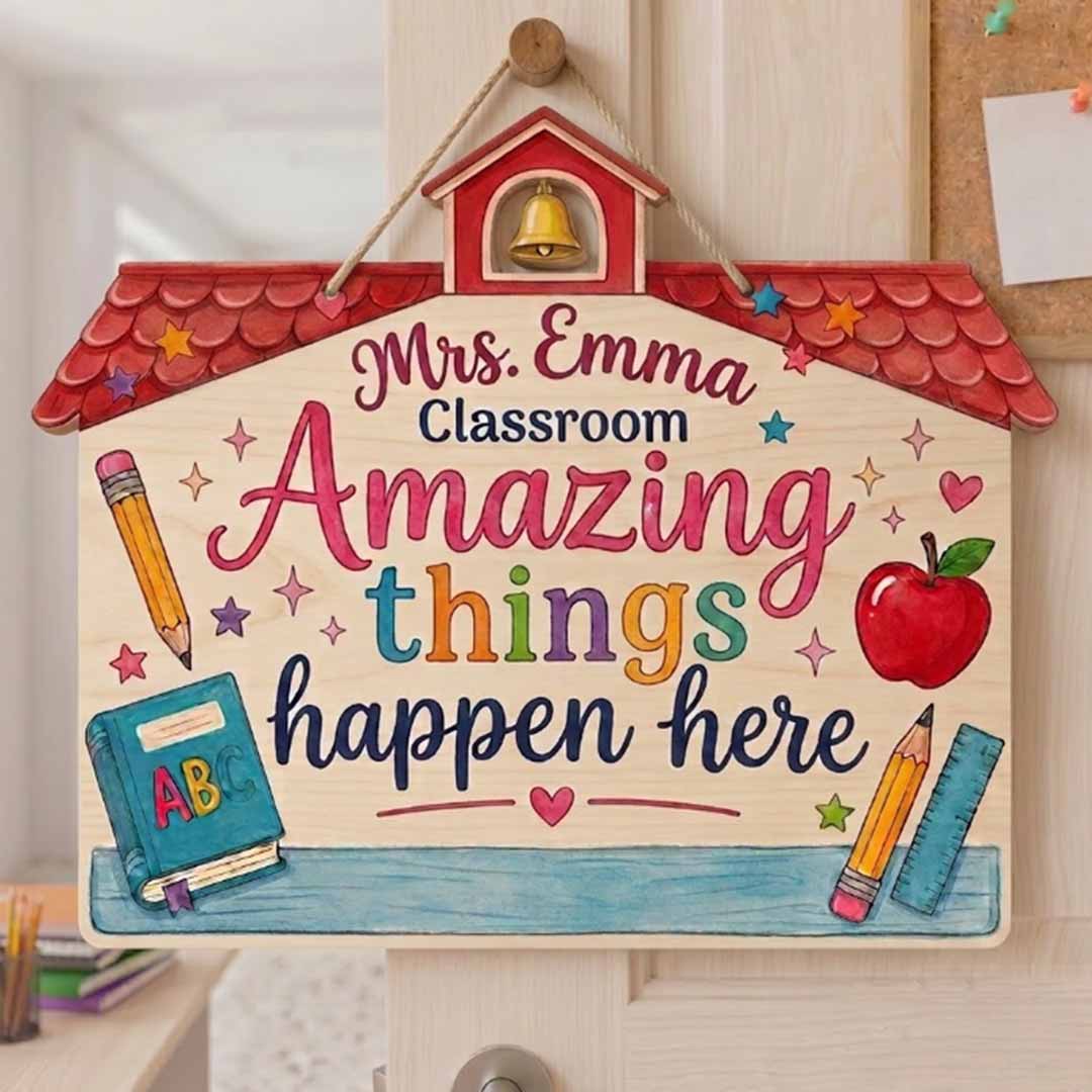 Personalized Teacher Name Wooden Sign Door Hanger Unique Welcome Classroom  Wooden Classroom Decor, Back to School Sign
